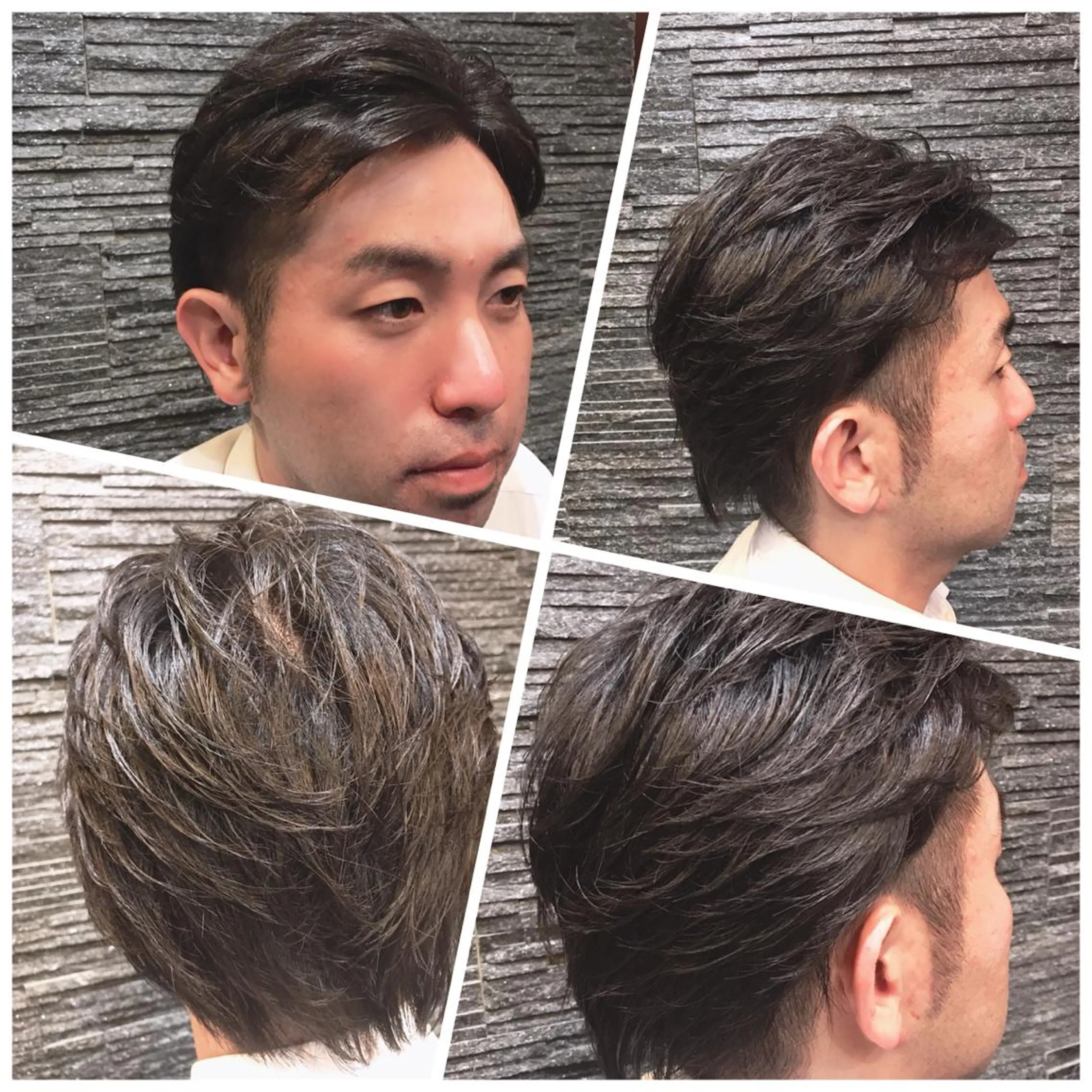 ミディアム 岡部 迅のヘアスタイル