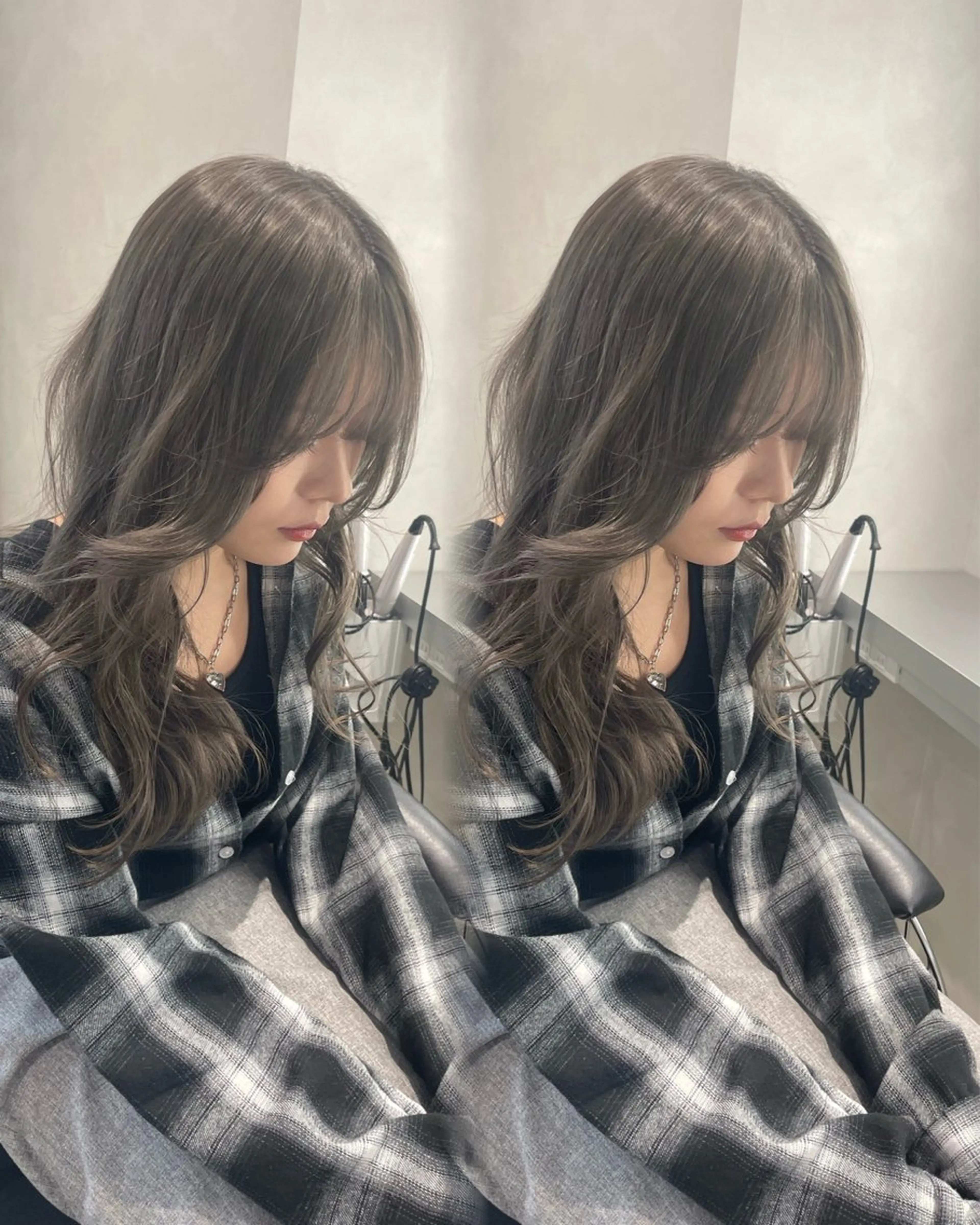 セミロング カラー ヘアカラー 韓国風ハッシュカット 似合わせレイヤー池袋のヘアスタイル