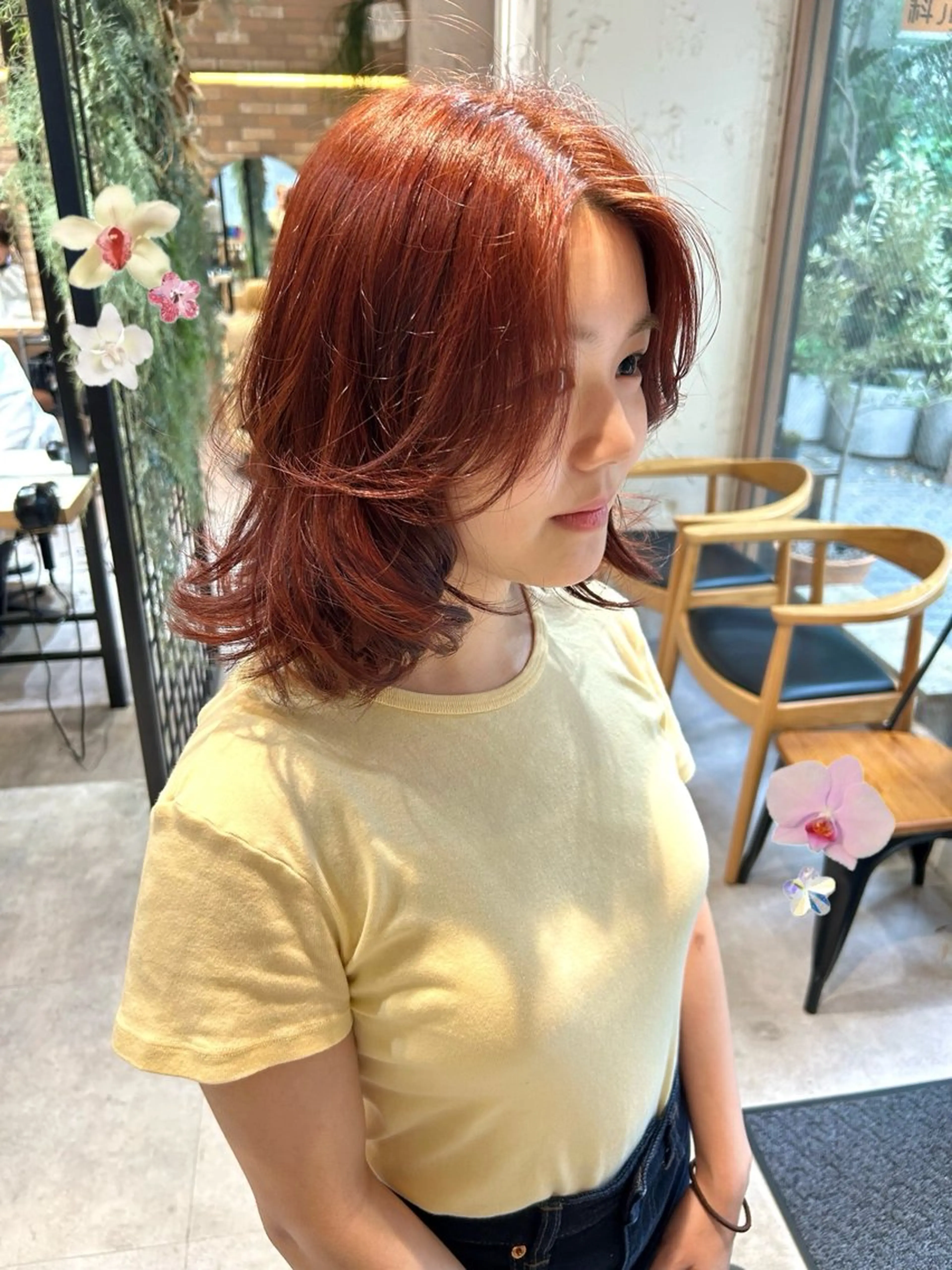 ミディアム カラー ブリーチ ダブルカラー ブリーチなしカラー ヘアカラー レイヤー/nail COCOROのヘアスタイル