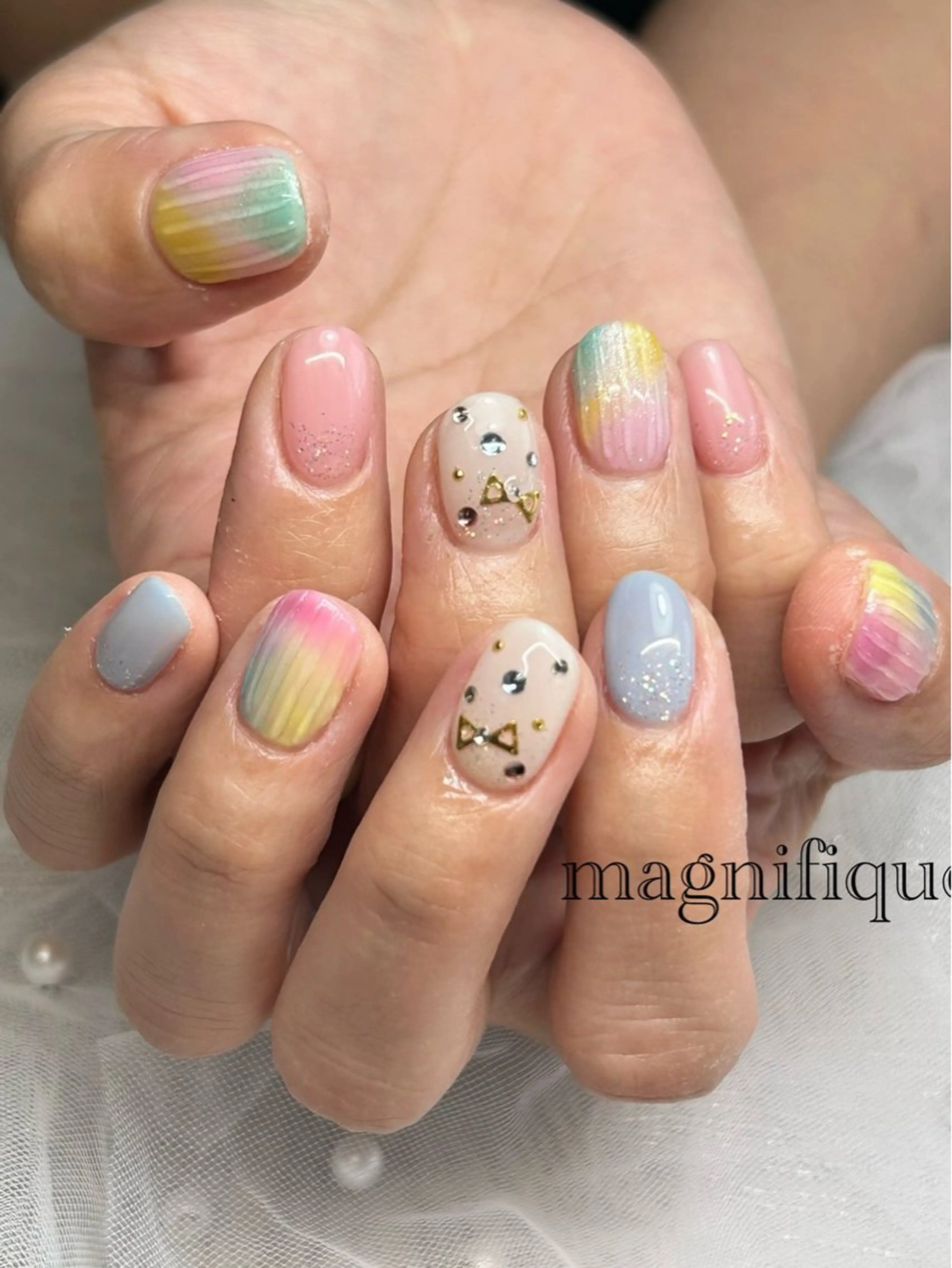 ネイル アートネイル ロングネイル ショートネイル 夏ネイル ハンドネイル プライベートサロン マニフィークのネイルデザイン