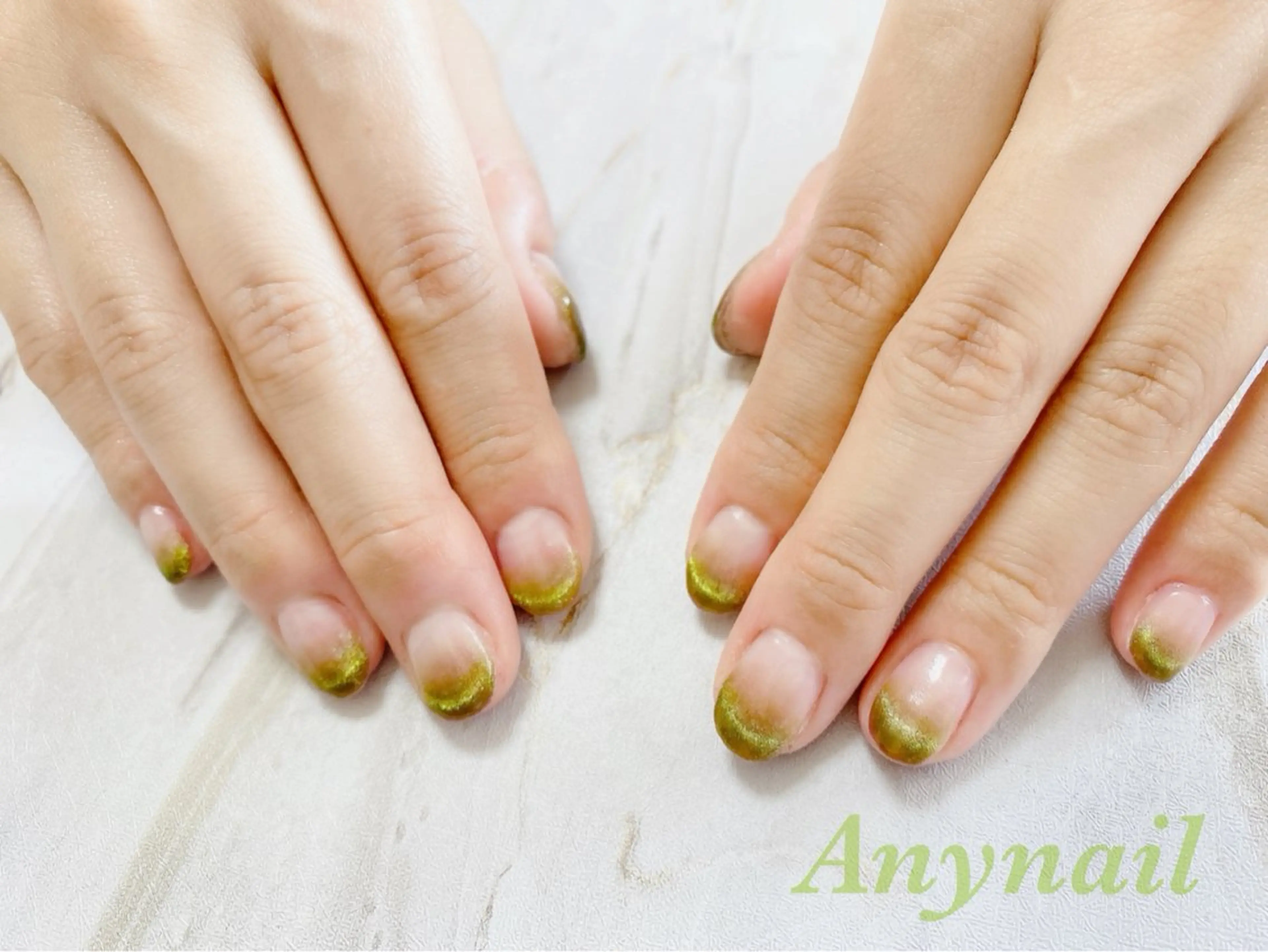 ネイル ブルー フレンチネイル グラデーション グリーン マグネットネイル ハンドネイル 岩澤 恵子のネイルデザイン