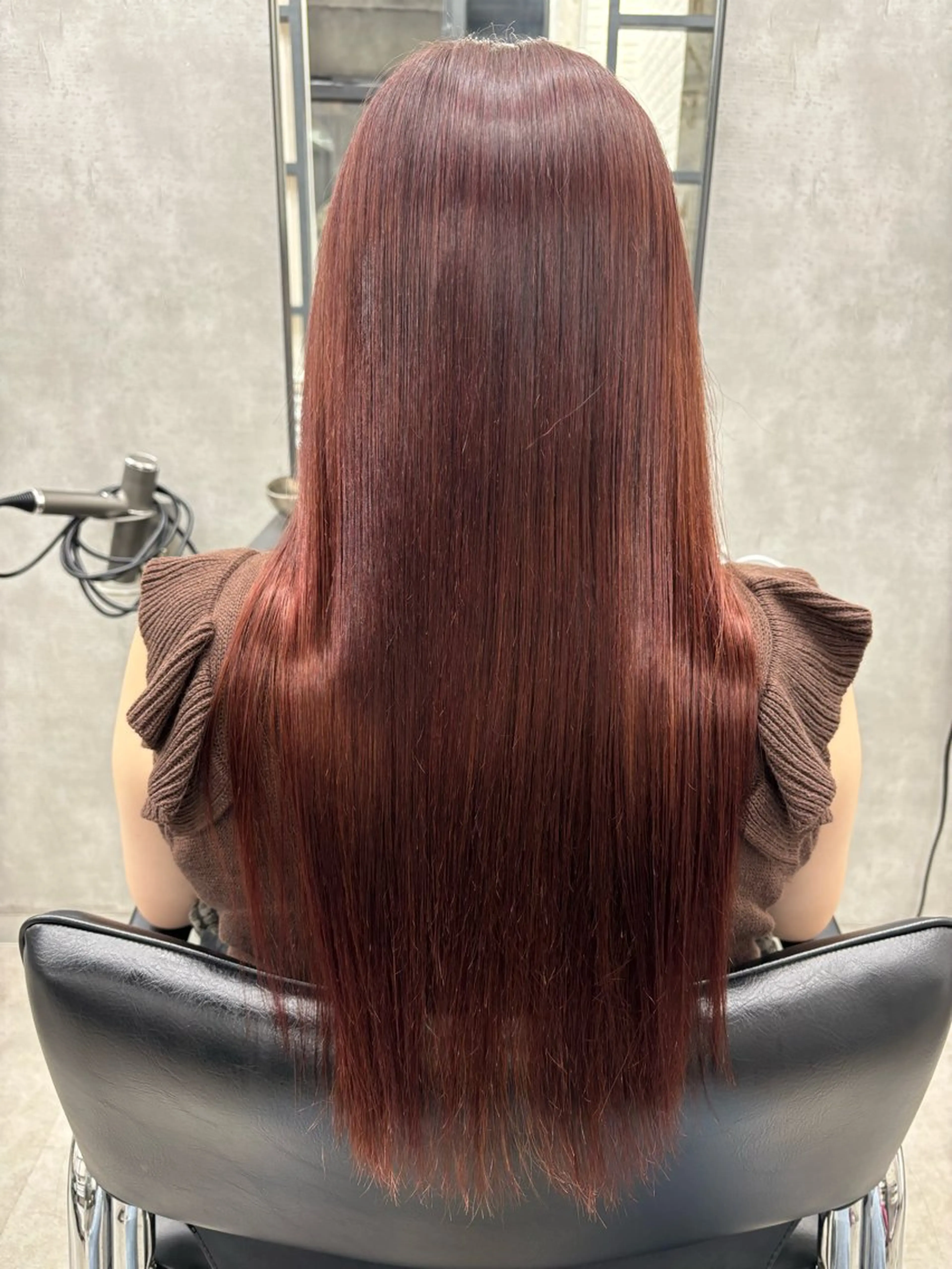 ロング カラー ブリーチ ブラウンカラー ブリーチなしカラー ピンクカラー ピンクブラウン ヘアカラー トリートメント すぐ巻ける縮毛矯正 🍀勝倉　麗のヘアスタイル