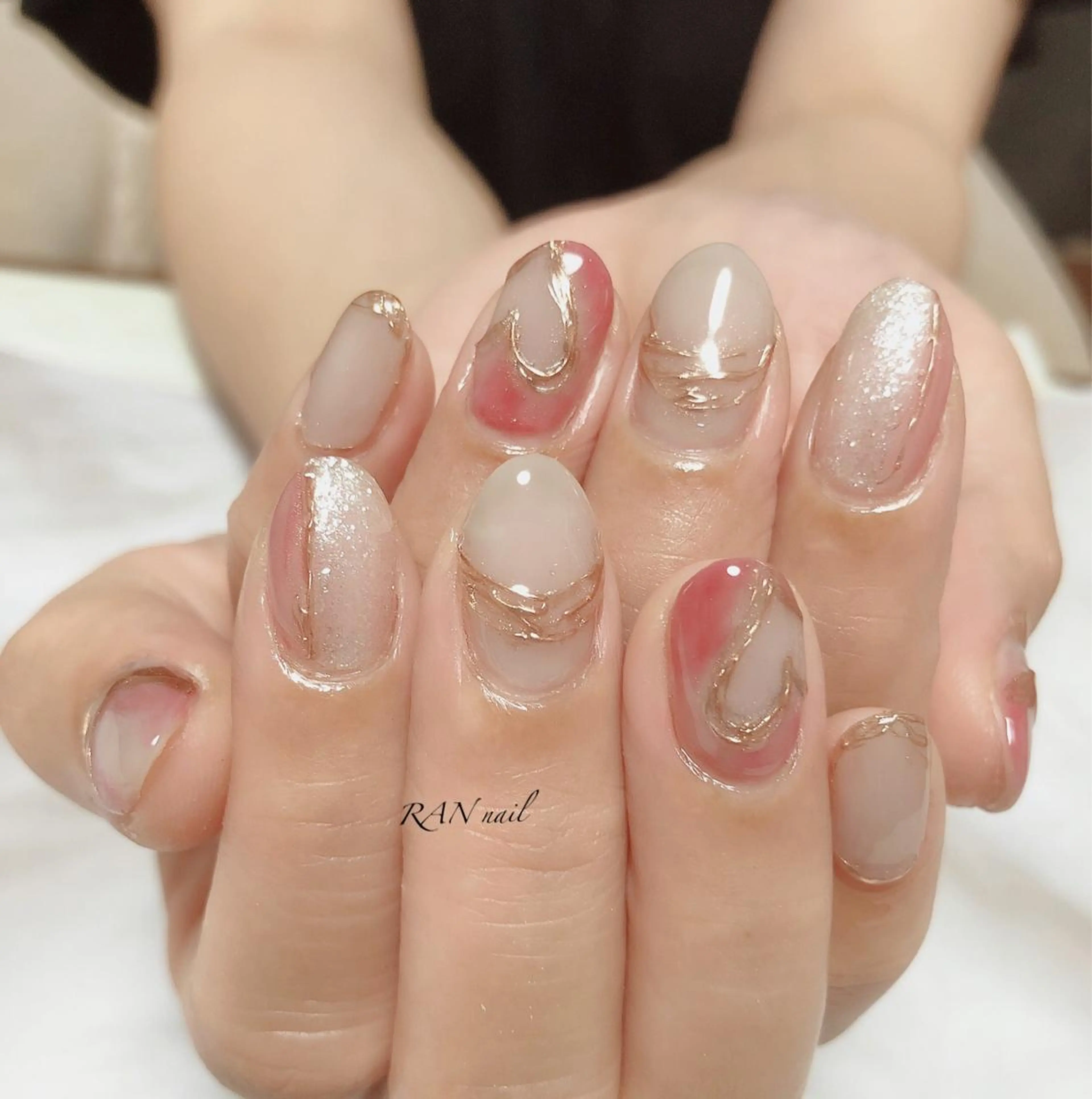 ネイル ブルー フットネイル ハート キラキラネイル オフィスネイル ハンドネイル フットネイル RAN nailのネイルデザイン