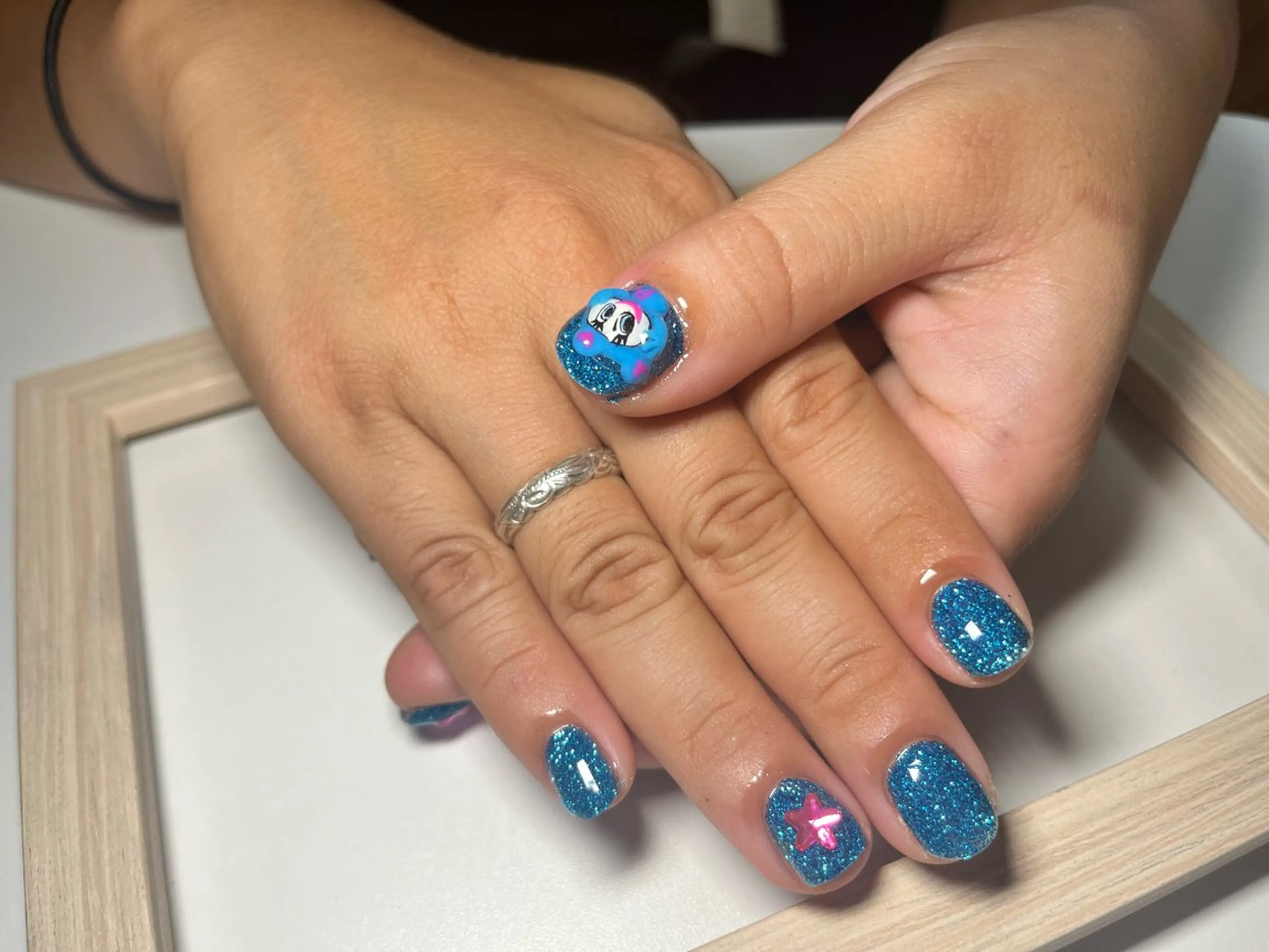 ネイル ブルー ジェルネイル キラキラネイル ラメ(グリッター) 持ち込み Nail salon Caco.のネイルデザイン