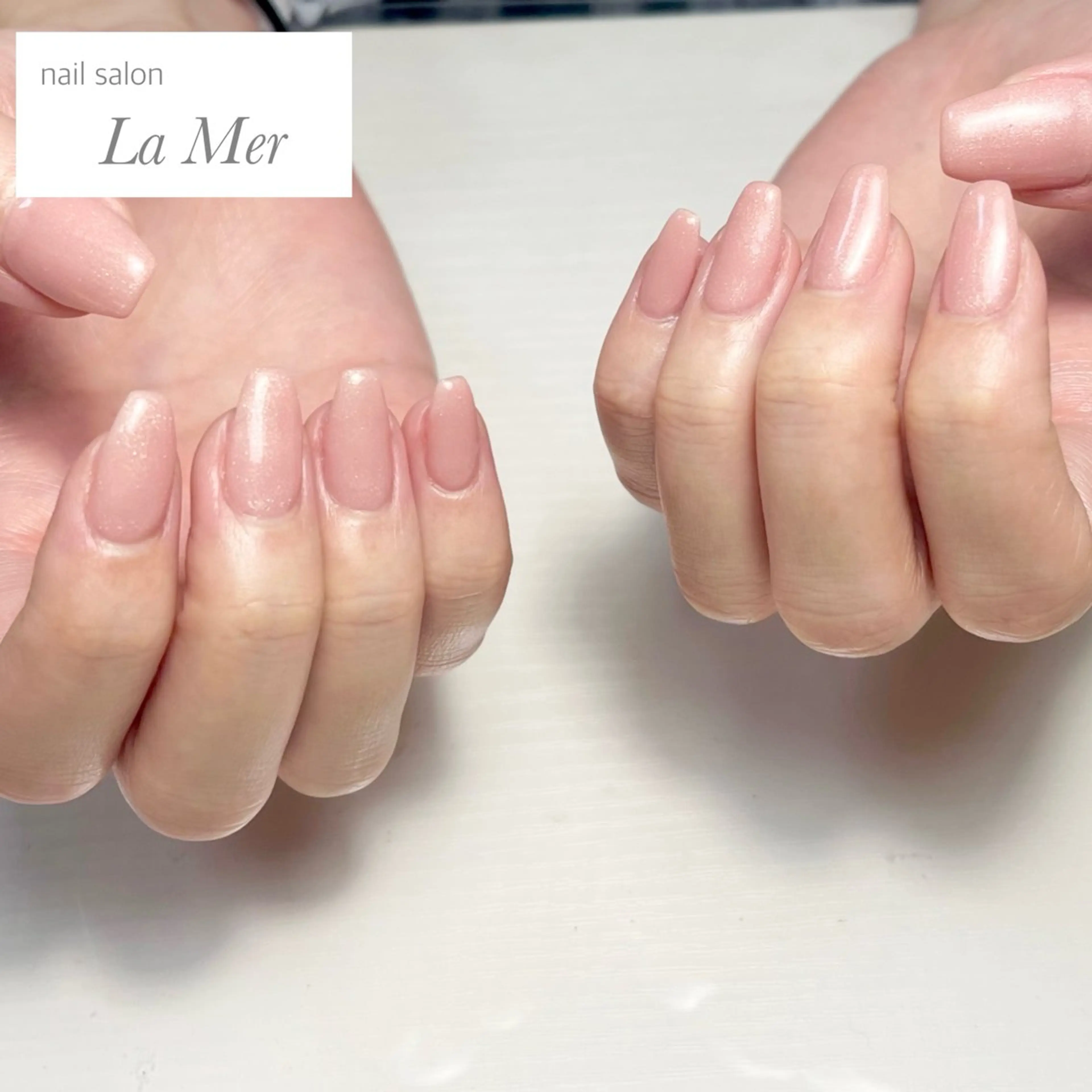 ネイル ジェルネイル ラメ(グリッター) オフィスネイル ワンカラーネイル ピンク ハンドネイル nailsalon La Merのネイルデザイン