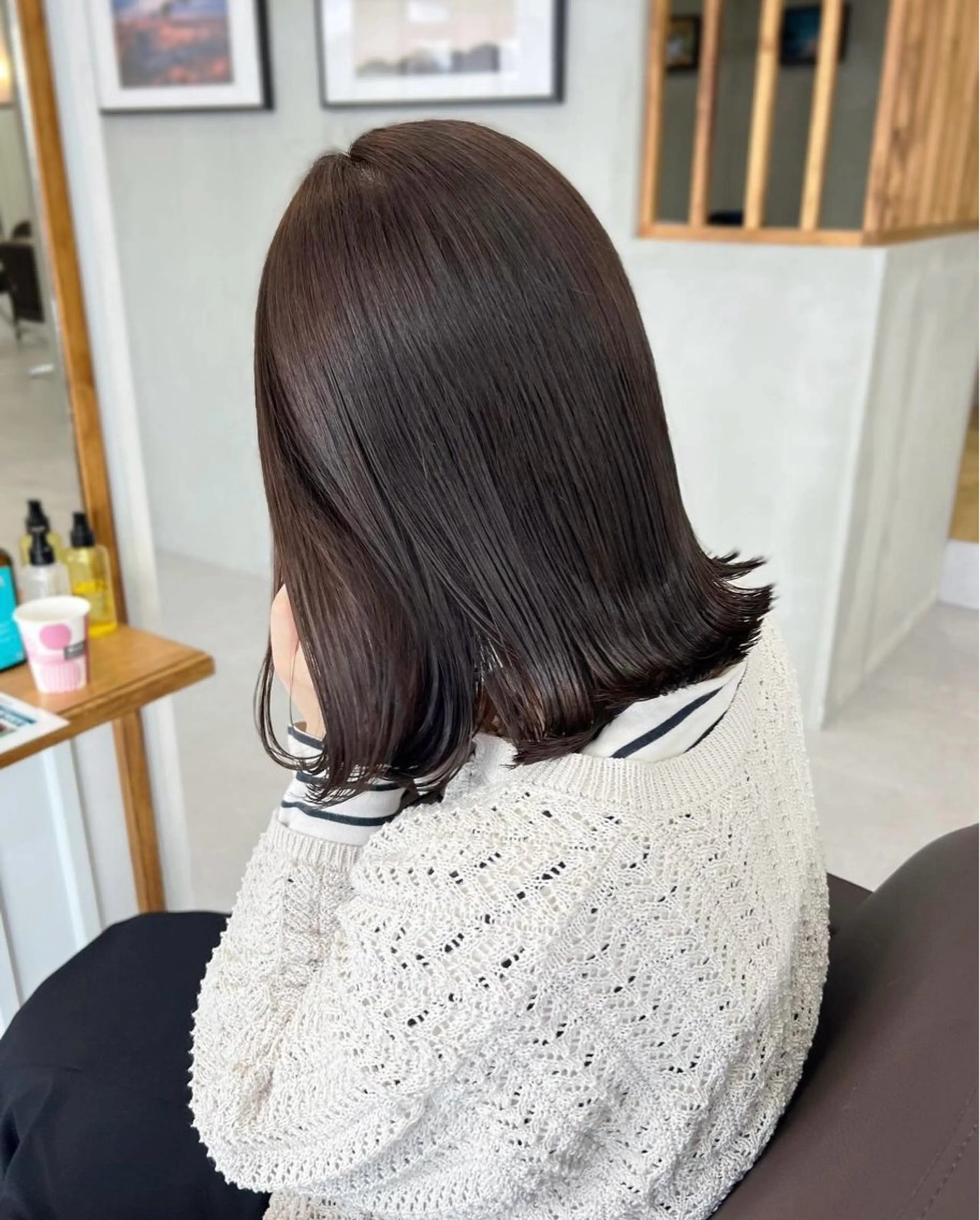 ミディアム カラー ベージュカラー 濱野 梨奈のヘアスタイル