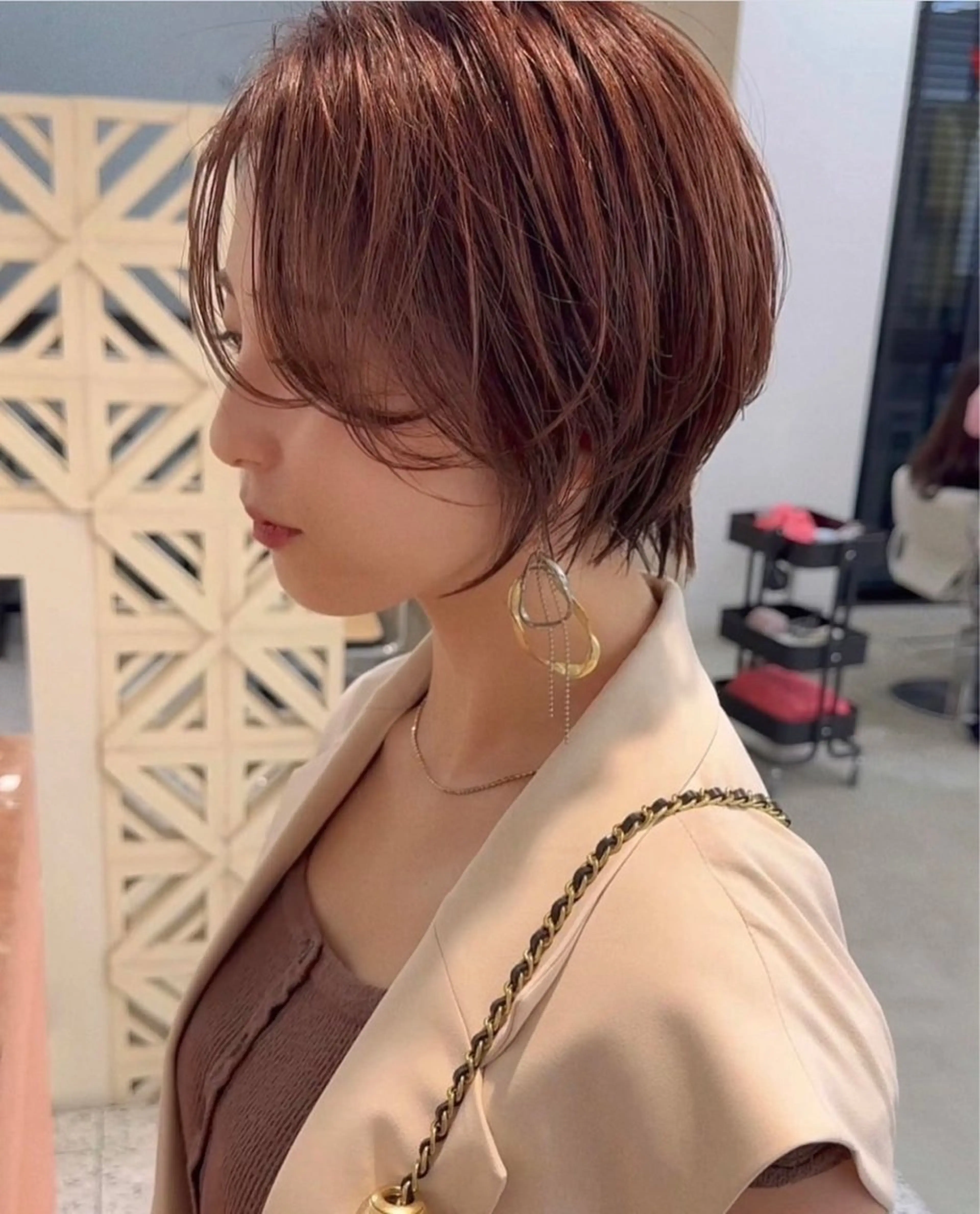 ショート ショートボブ ボブ ショートヘア レイヤーボブ/名駅/ くびれボブ/縮毛矯正のヘアスタイル