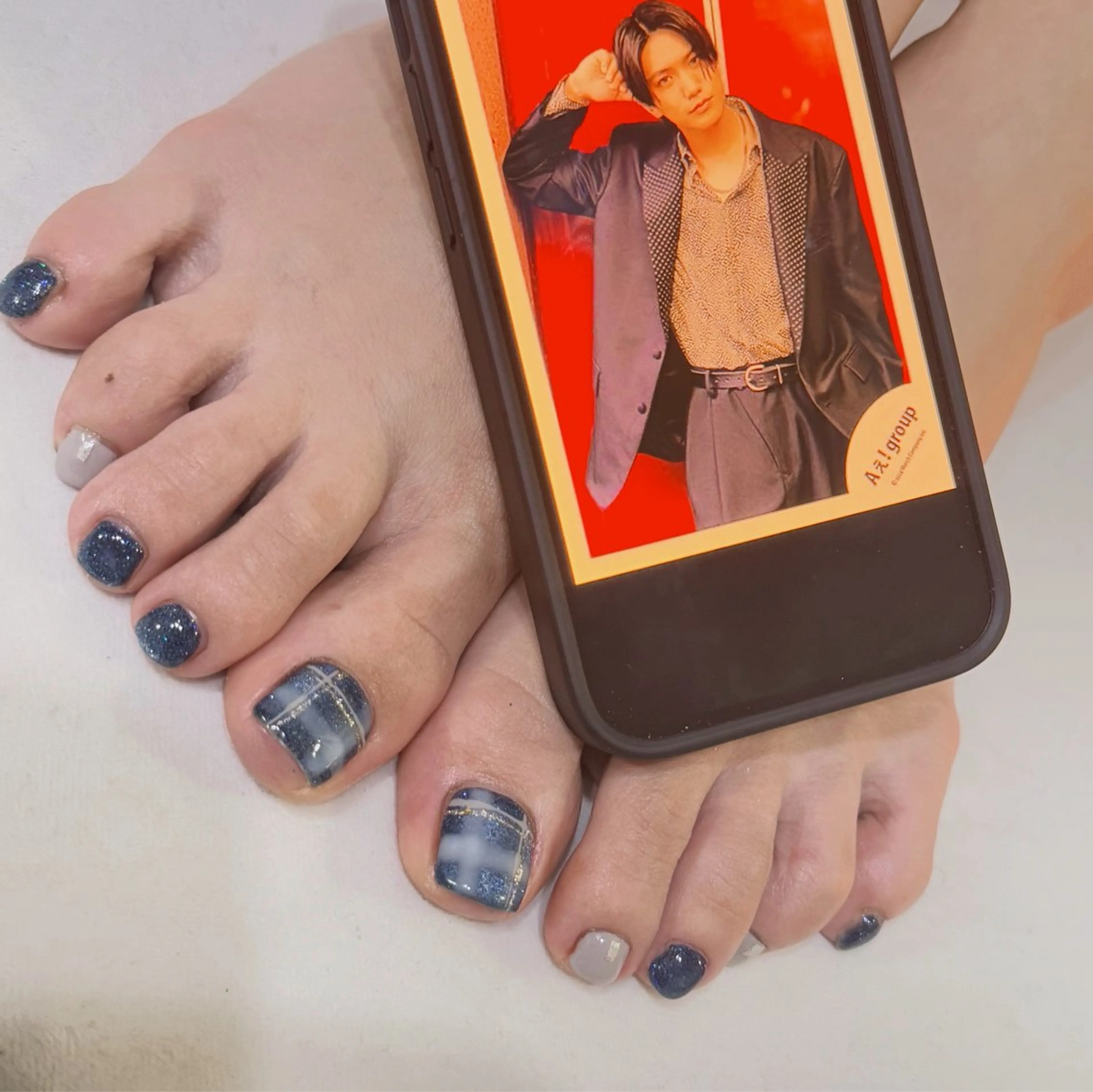 ネイル フラッシュネイル ラメ(グリッター) ネイビー フットネイル ★Rinail... .のネイルデザイン