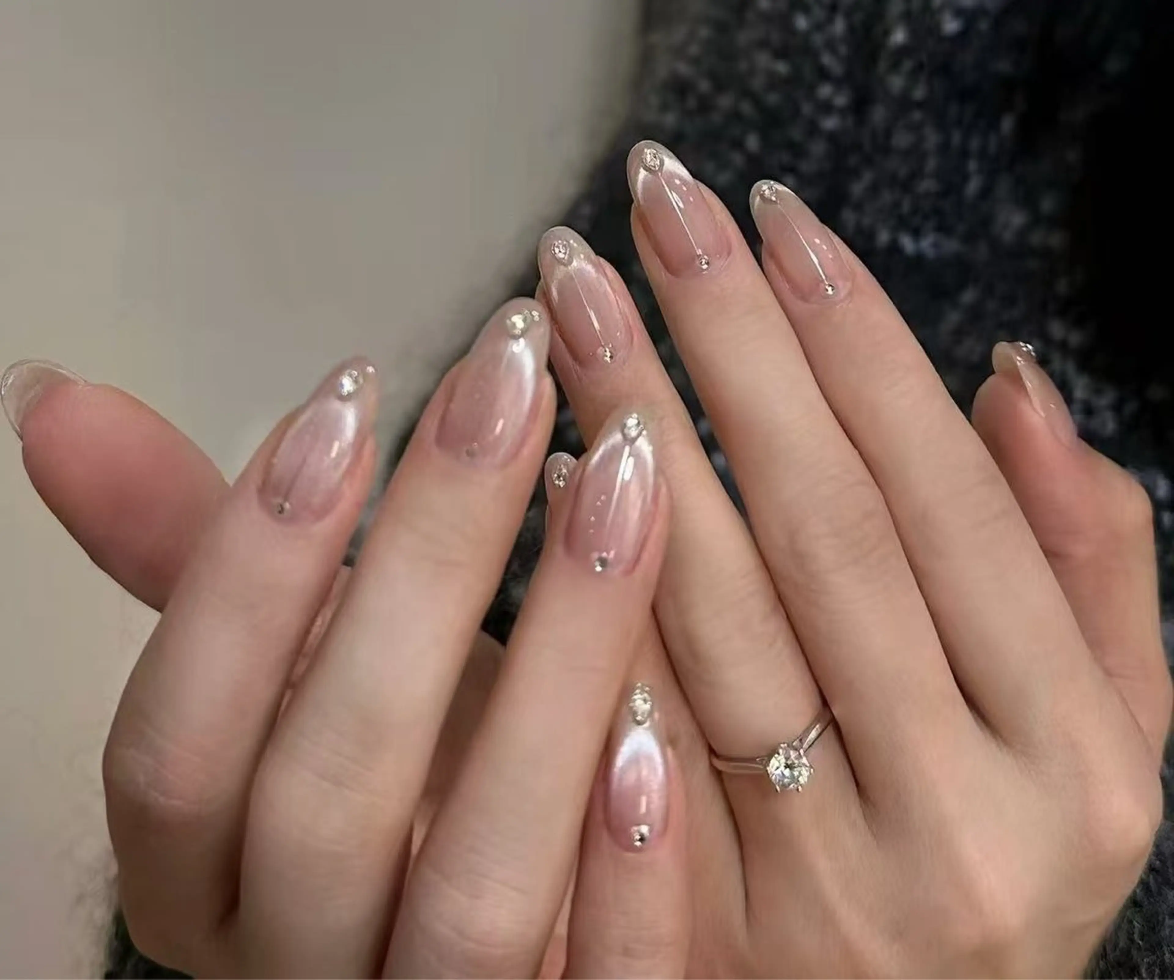 ネイル フラワーネイル フレンチネイル ジェルネイル ガラスフレンチ ハート ハンドネイル BabyYouMi nailのネイルデザイン