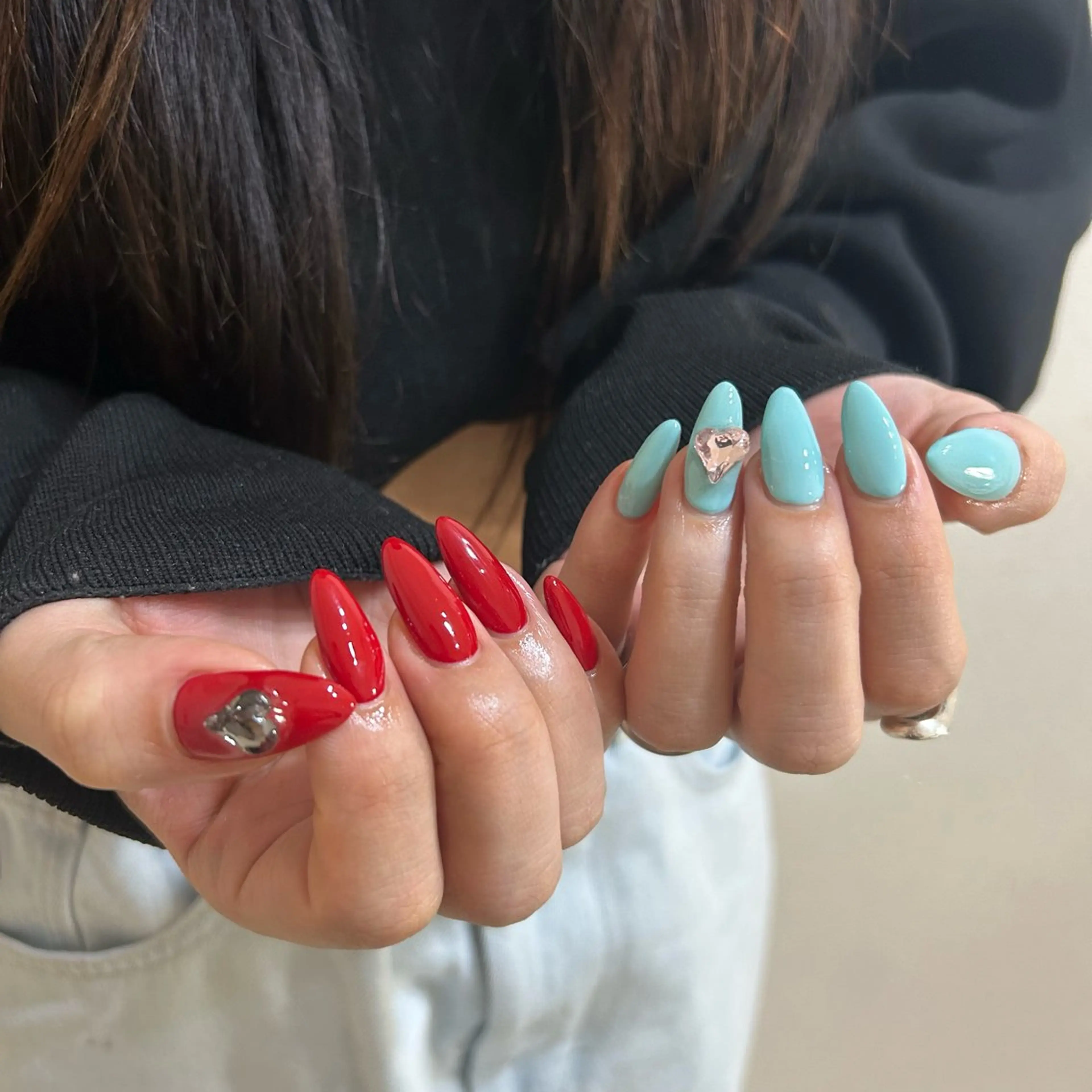 ネイル ブルー フットネイル ジェルネイル キラキラネイル 韓国ネイル RooM -mizuki-のネイルデザイン