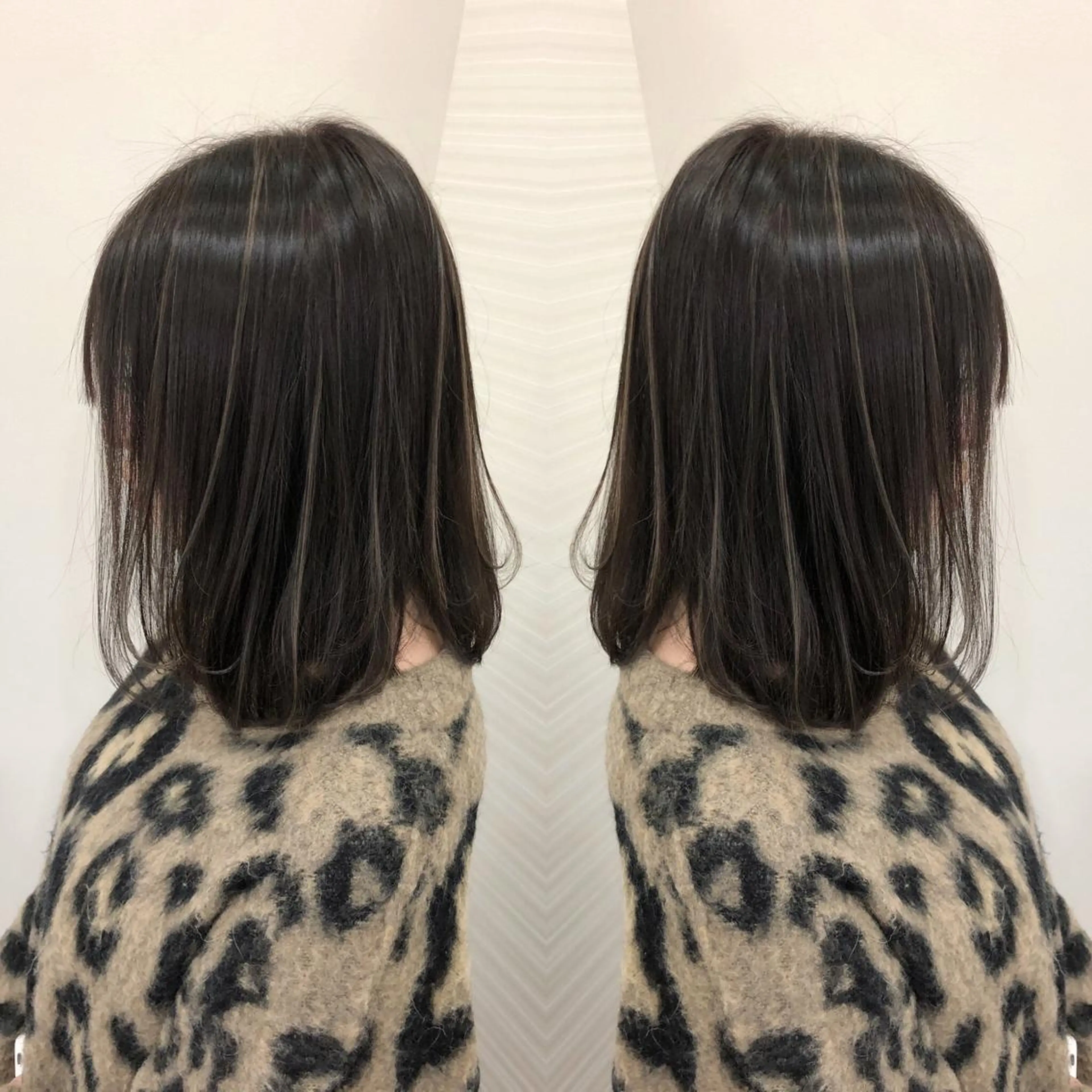 ミディアム ハイライト ヘアカラー トリートメント 得能 雅人のヘアスタイル