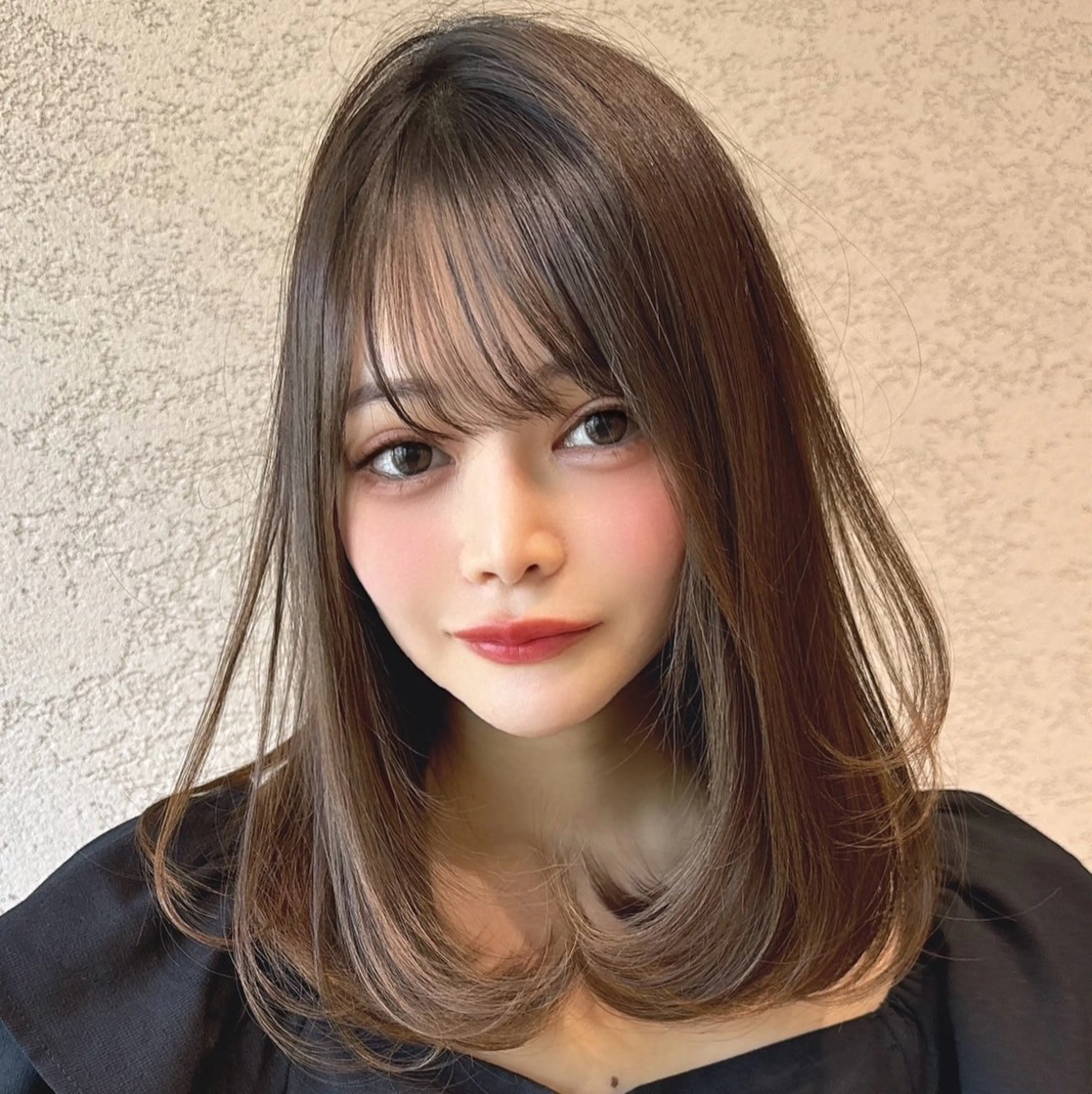 ミディアム カラー 似合わせカット カット ヘアカラー トリートメント レイヤー/髪質改善 Lond ambreのヘアスタイル