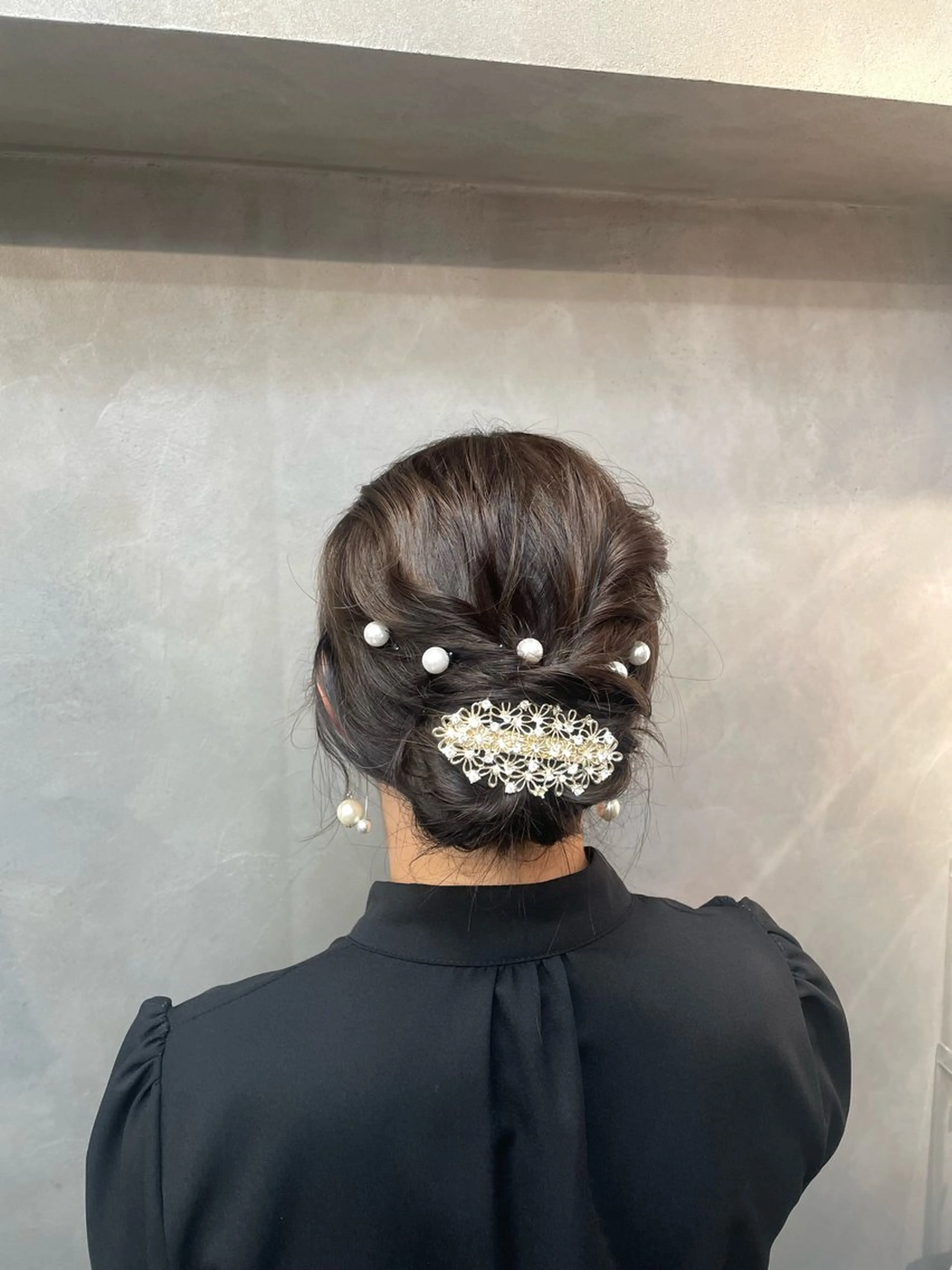 セミロング ヘアアレンジ 結婚式・ブライダル ヘアセット エクステ/コーンロウ KURUMI⛓️🔥のヘアスタイル