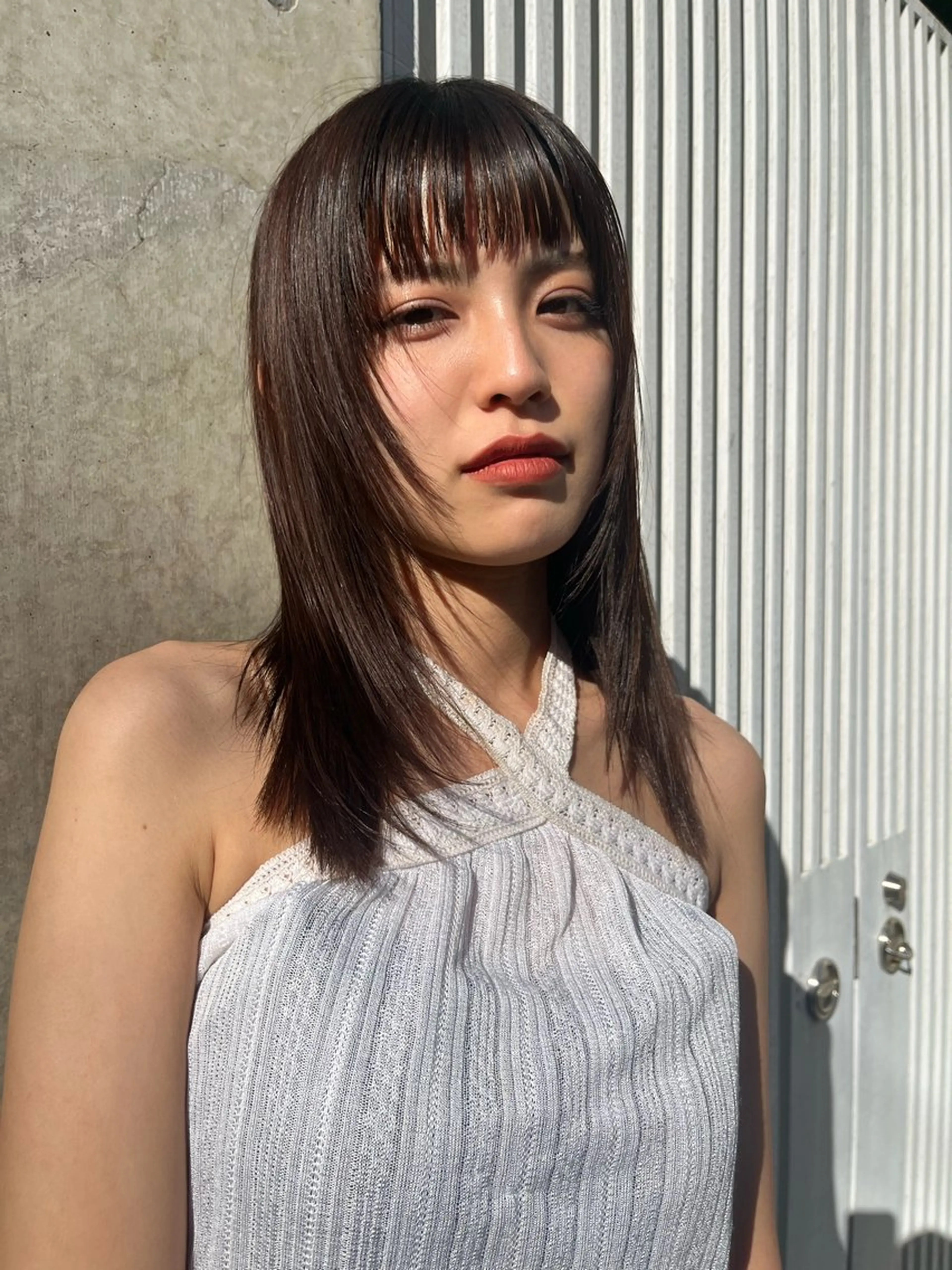 ミディアム ボブレイヤー ボブ 顔まわりレイヤー ハイレイヤー 韓国風ヘア レイヤーカット\ウル フ　chinatsuのヘアスタイル