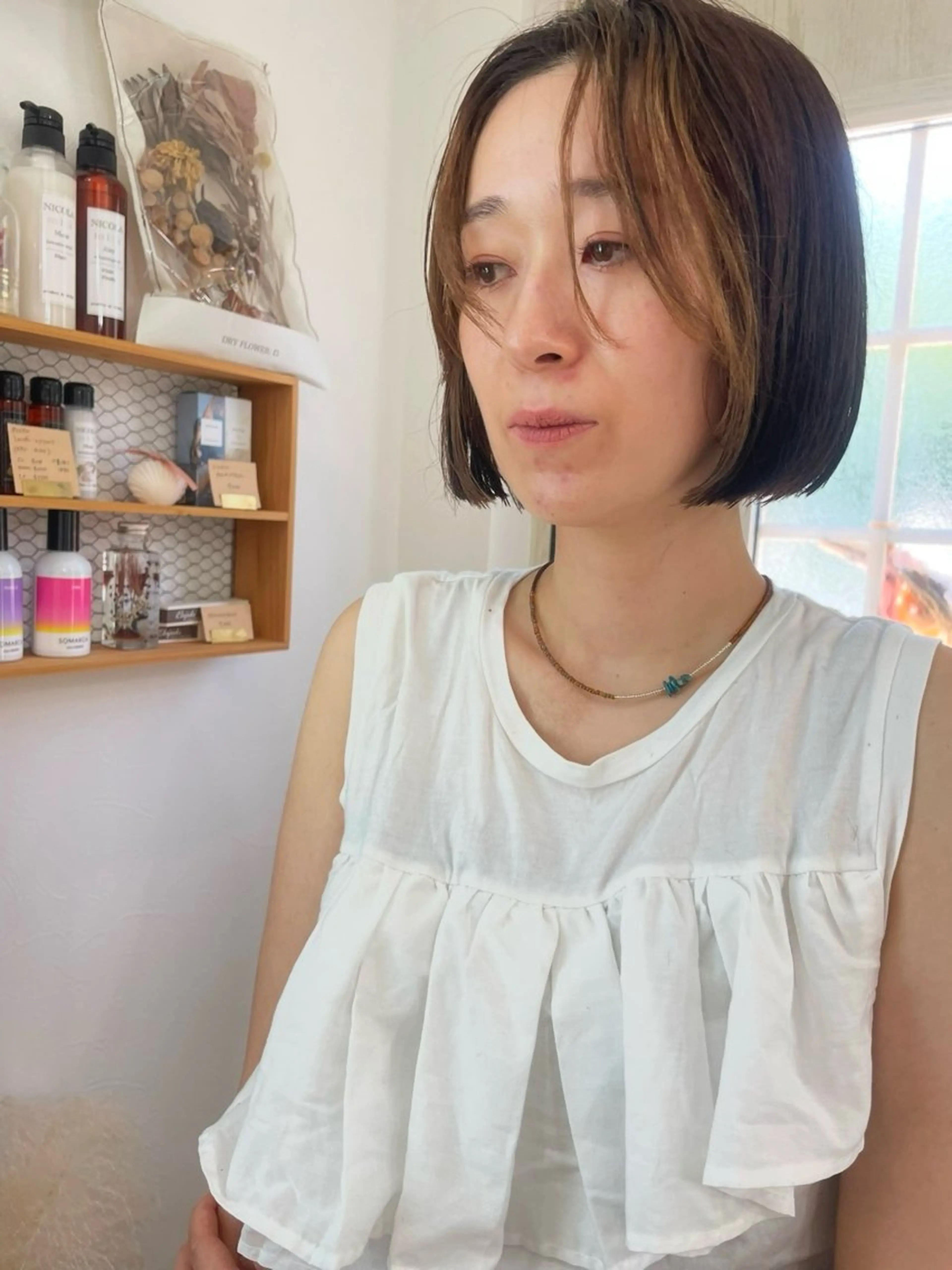 ショート カラー ミストバング  フェイスフレーミング ボブ カット ヘアカラー キノシタ マユのヘアスタイル