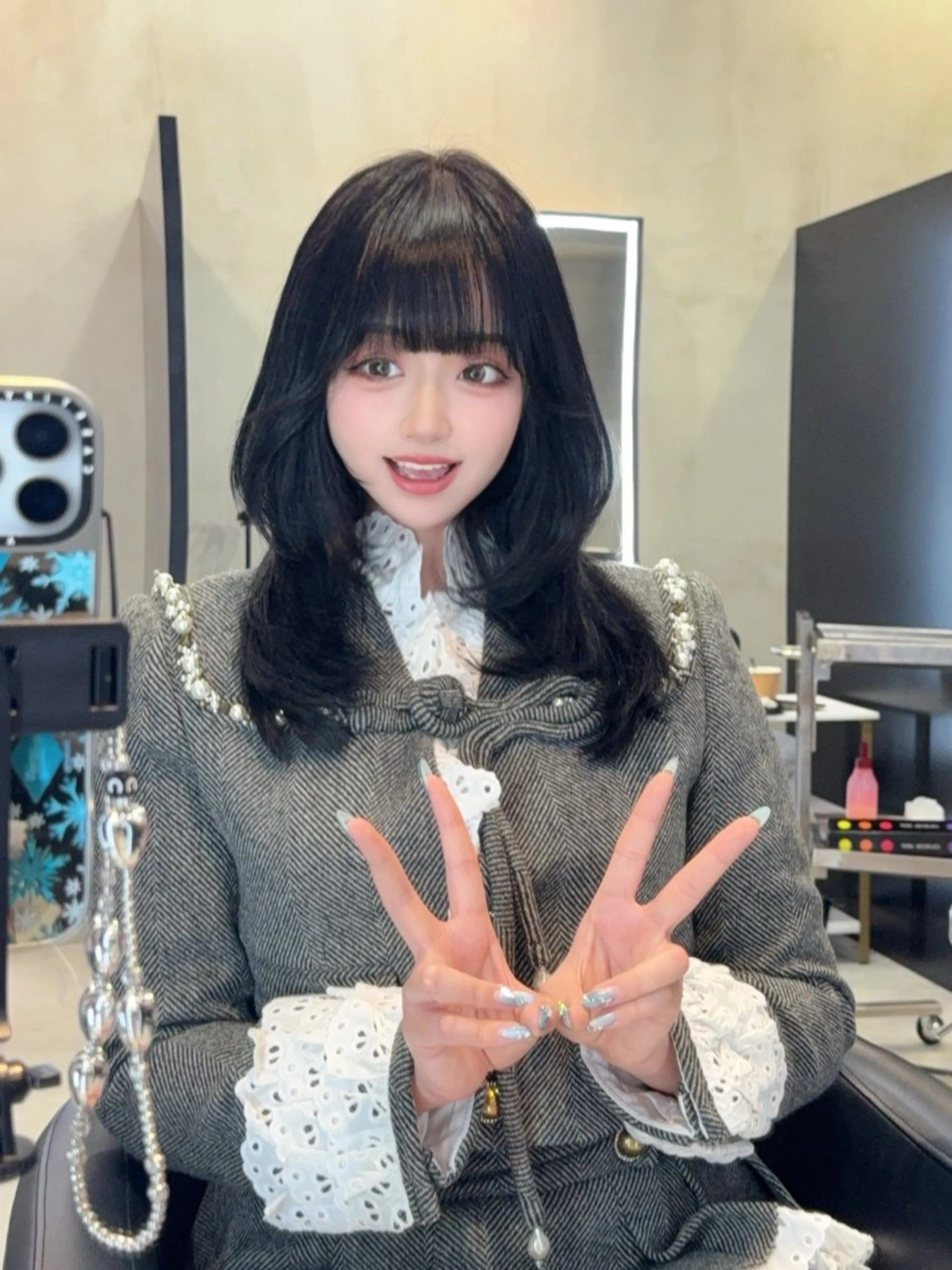 セミロング カット ヘアカラー 韓国✖️網紅🖤 パーマYURIYAのヘアスタイル