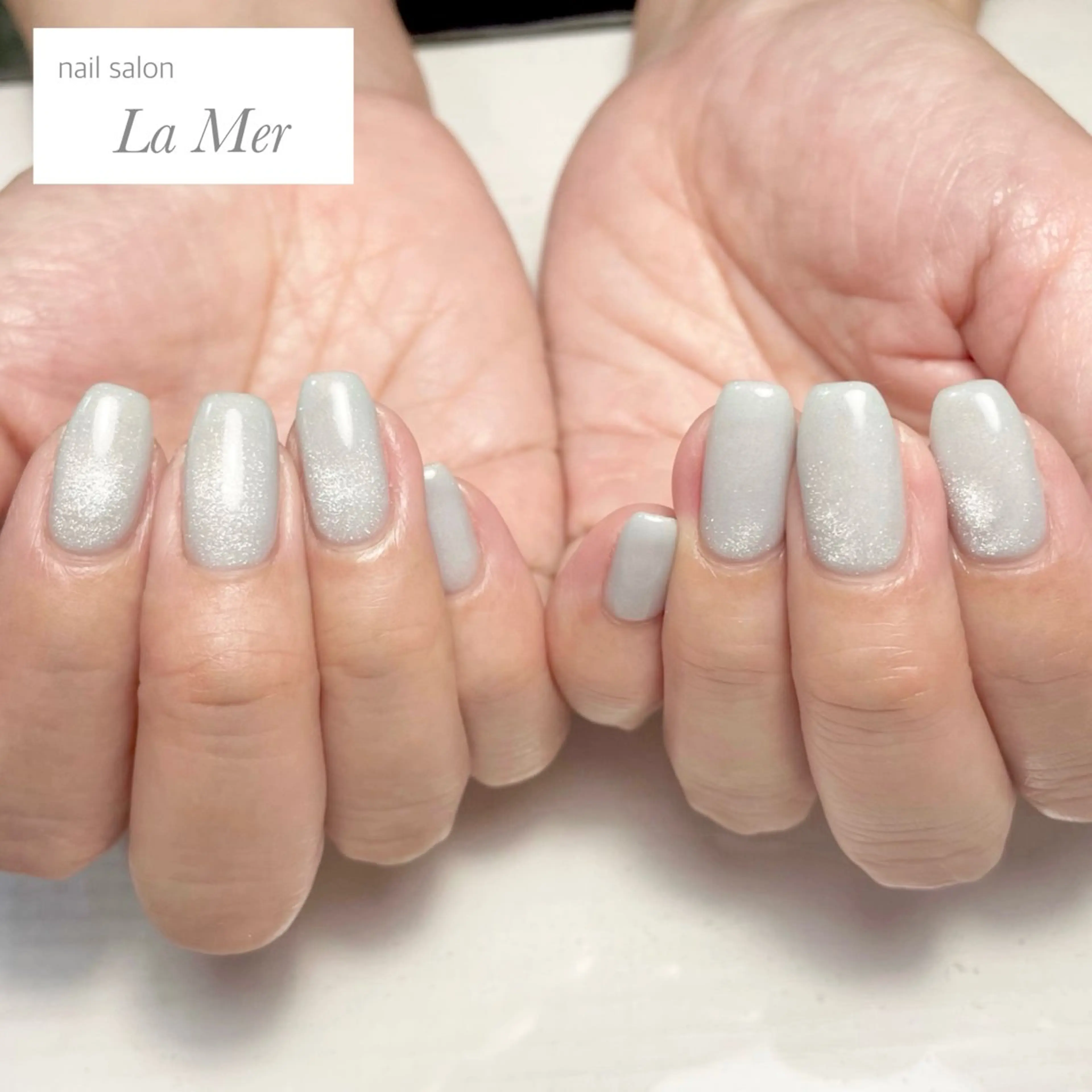 ネイル ブルー マグネットネイル オフィスネイル ワンカラーネイル シンプルネイル nailsalon La Merのネイルデザイン