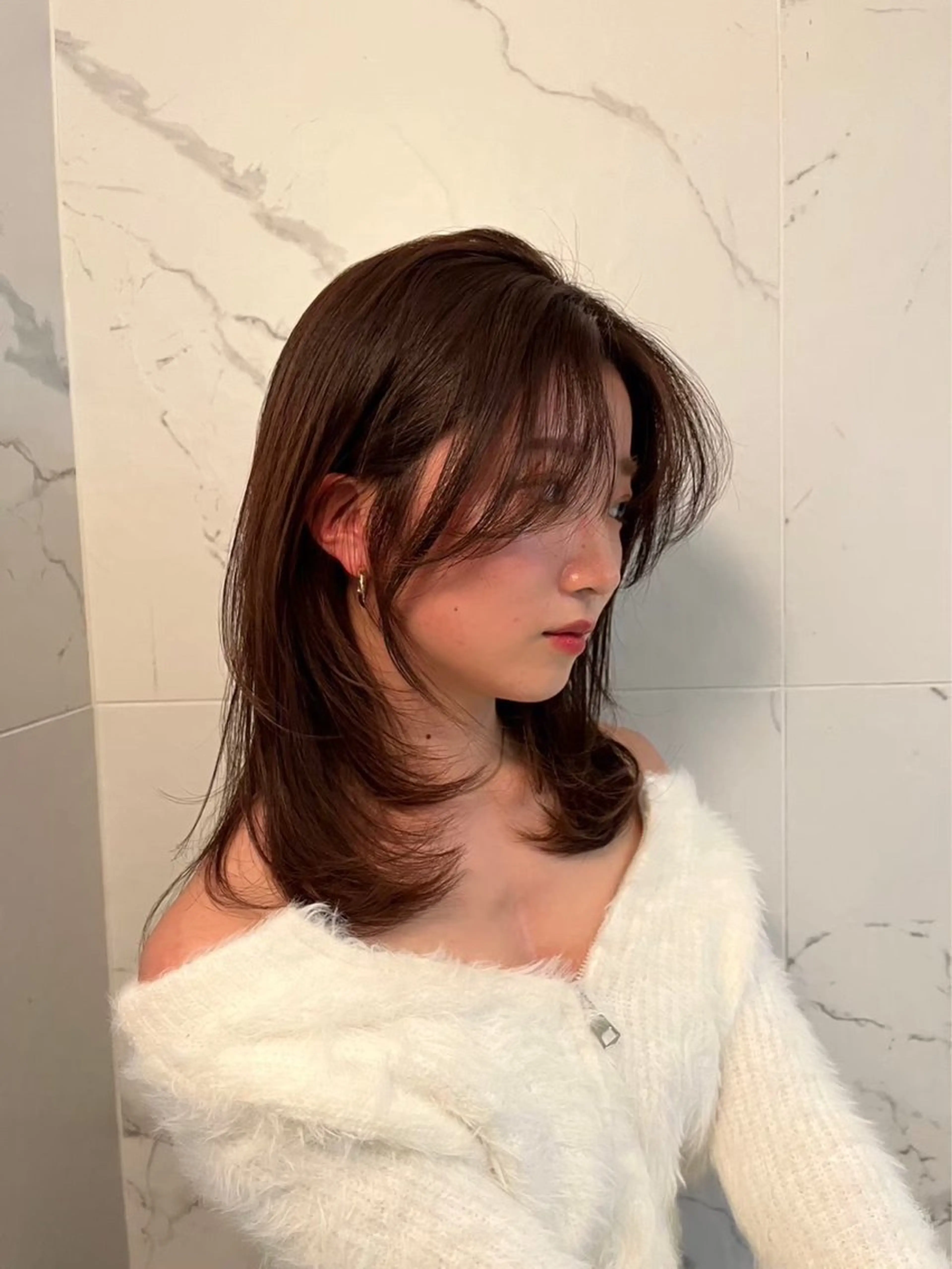 ミディアム カラー ベージュカラー グレージュ オリーブベージュ オリーブカラー オリーブグレージュ レイヤー/艶カラー /韓国ヘア/高松のヘアスタイル