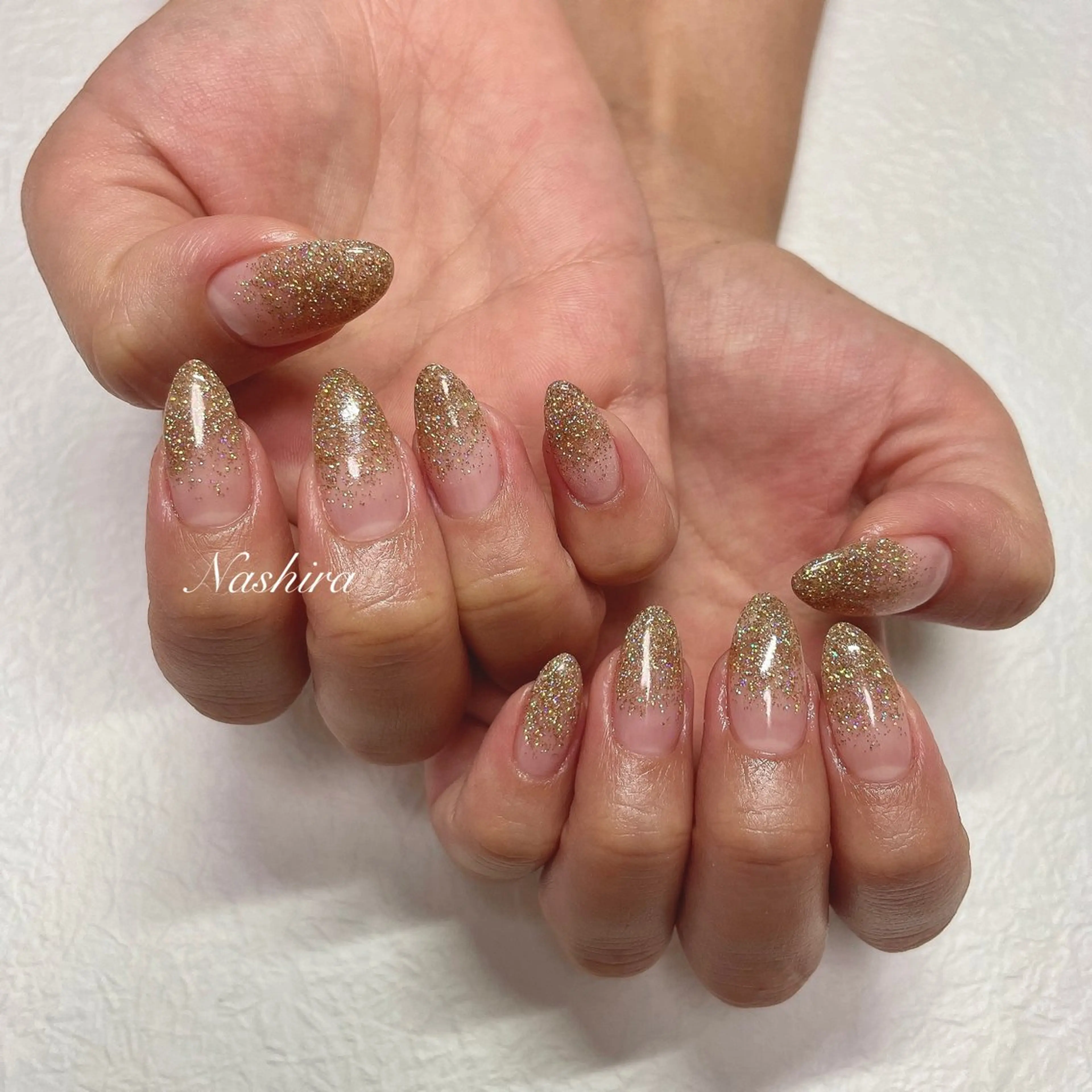 ネイル グラデーション ラメ(グリッター) ラメグラデーション Nashira moeのネイルデザイン