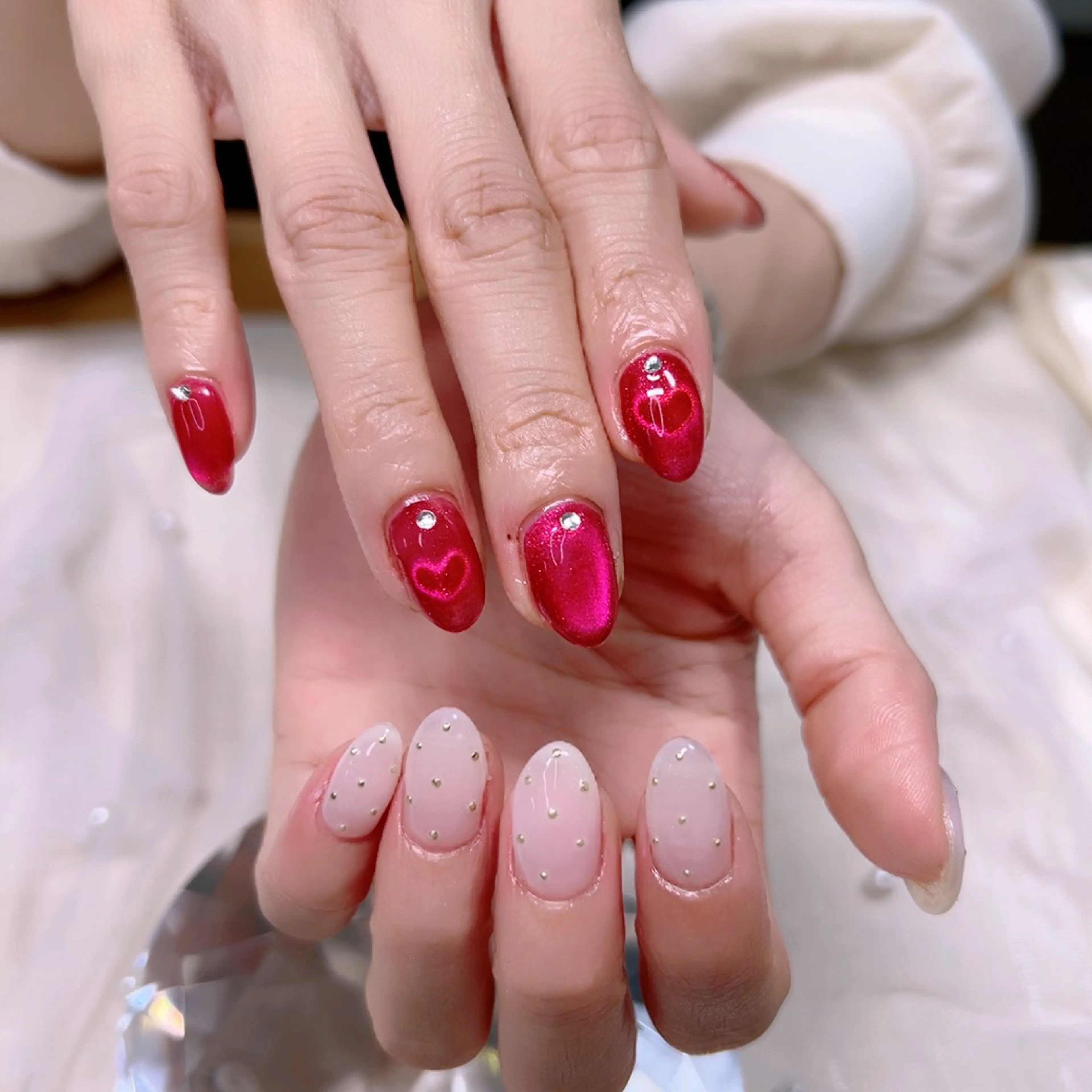 ネイル ハート マグネットネイル オフィスネイル 冬ネイル Cute Tips nailのネイルデザイン
