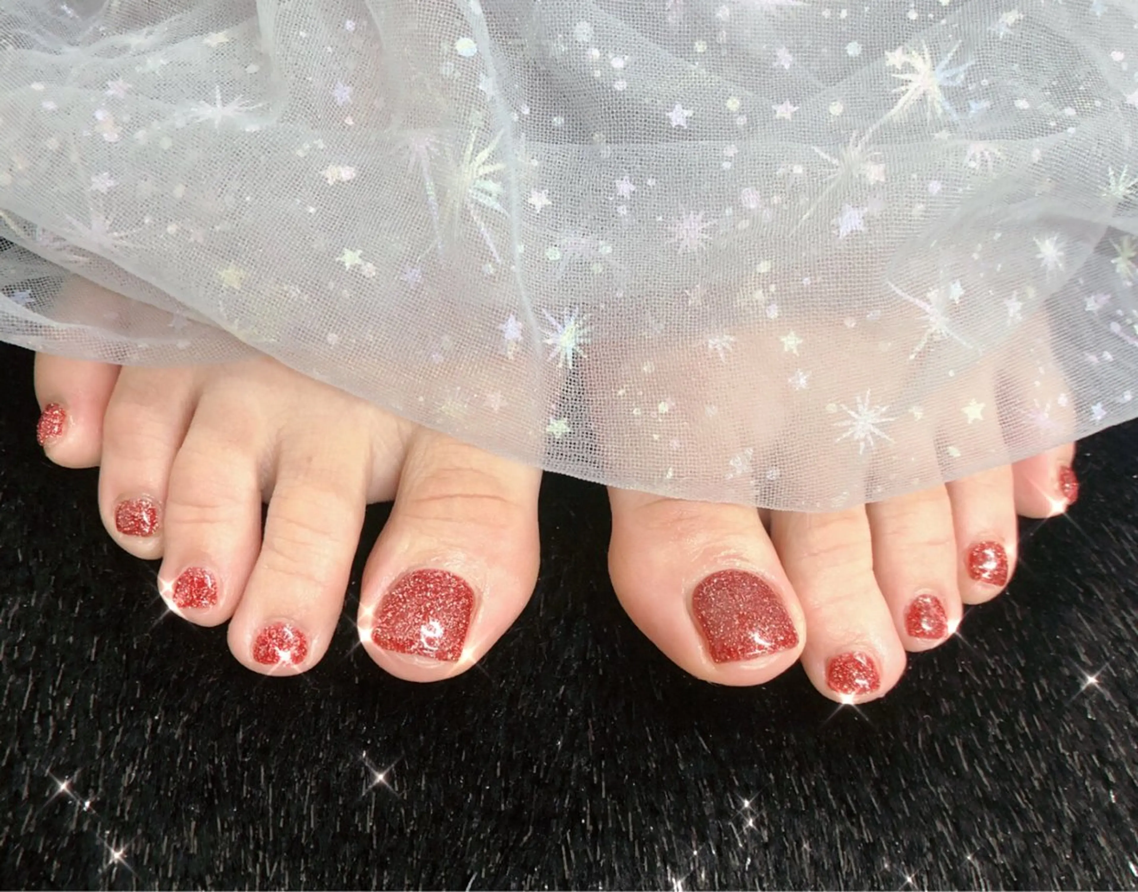 ネイル オーロラネイル フットネイル ジェルネイル ハート 韓国ネイル フットネイル 大門浜松町 ネイルのネイルデザイン