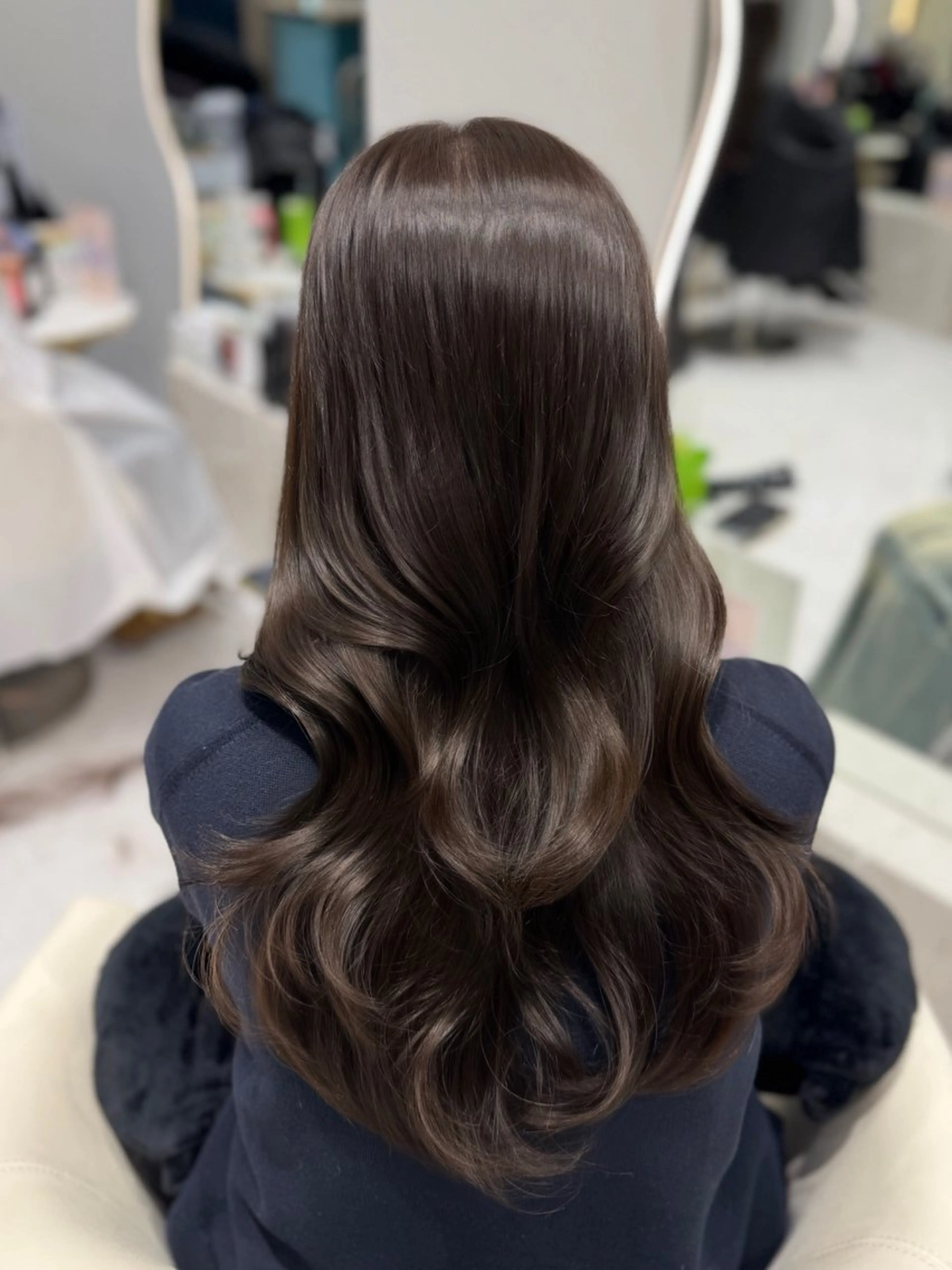 セミロング カラー ブラウンカラー くびれヘア カット ヘアカラー トリートメント 名駅/大人韓国ヘア 艶カラー/Rihoのヘアスタイル
