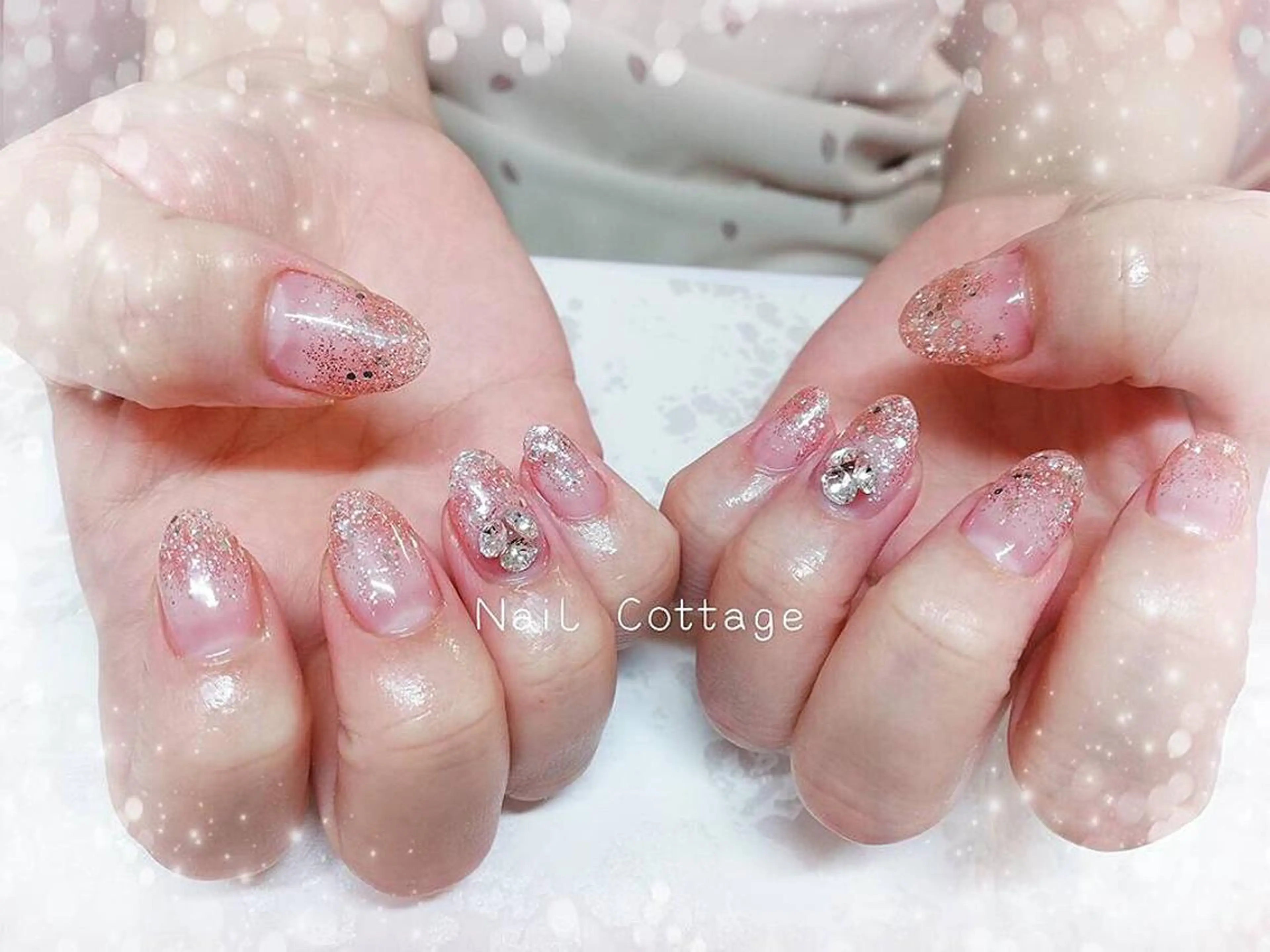 ネイル アートネイル オーロラネイル ハート キラキラネイル 韓国ネイル Nail cottageのネイルデザイン
