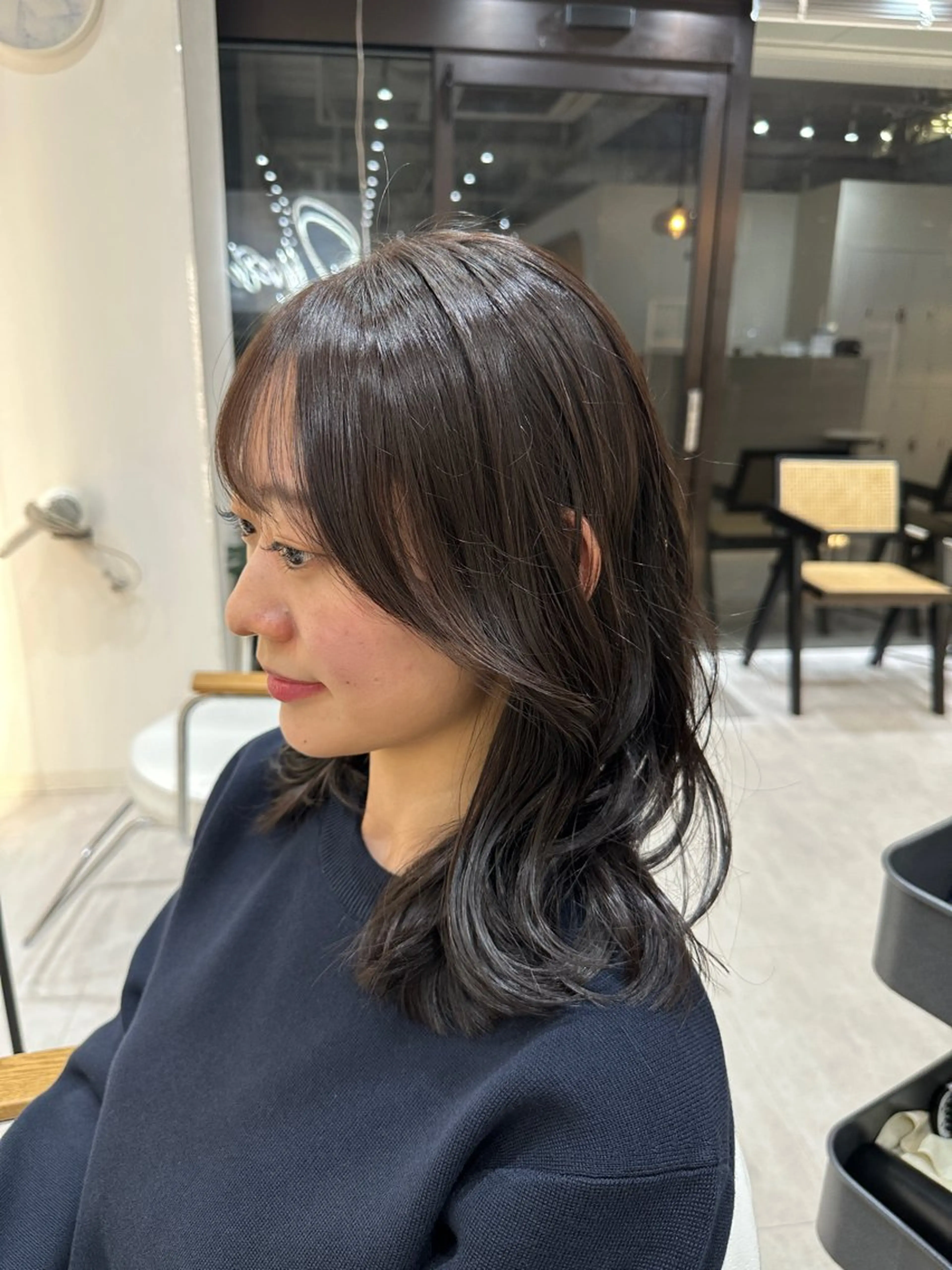 ミディアム カラー アッシュ ベージュカラー ブラウンカラー 透明感カラー グレージュ カット ヘアカラー トリートメント 福田 れん/個室 ReFa認定サロンのヘアスタイル