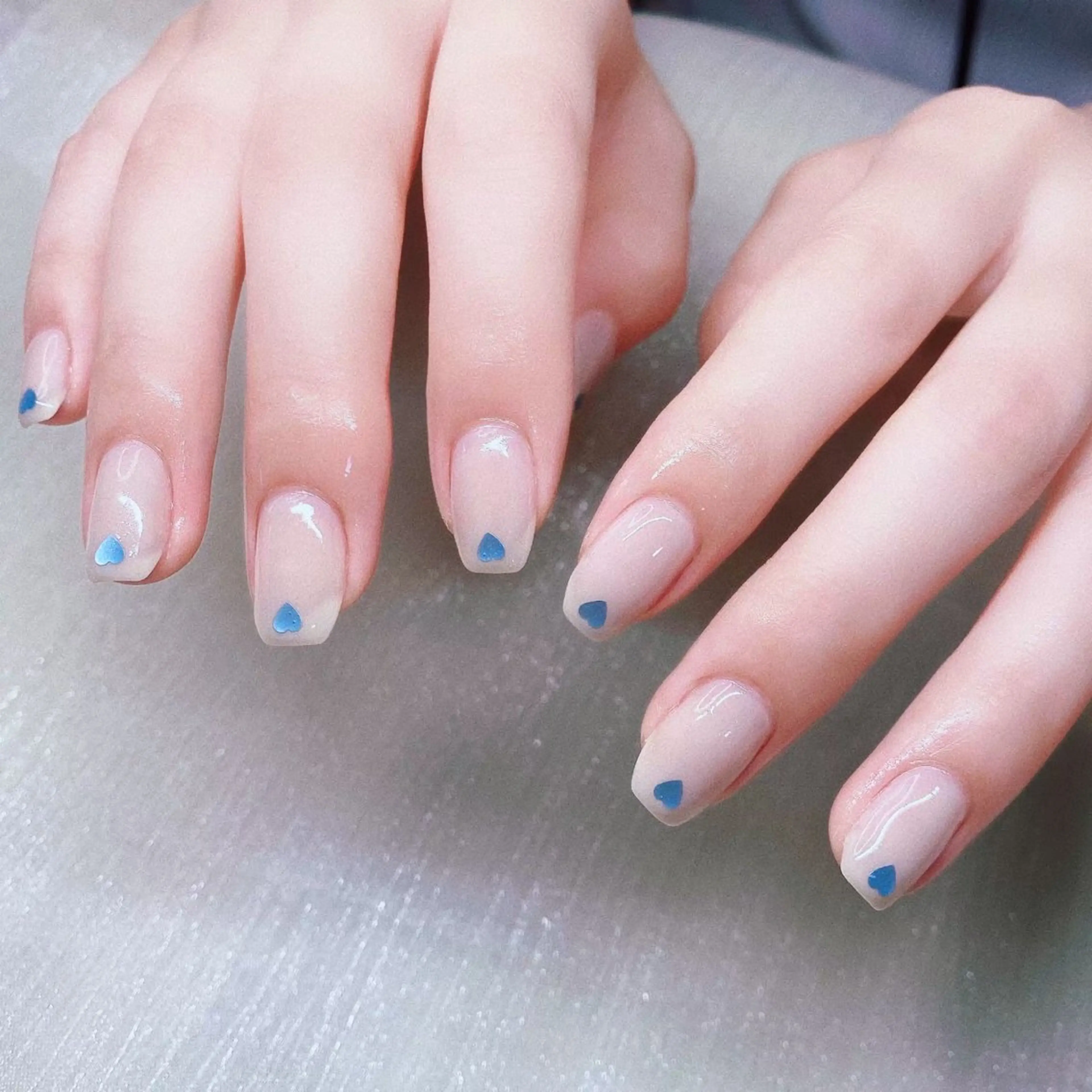 ネイル 長さ出し ハート ハンドネイル Nailist suzuのネイルデザイン