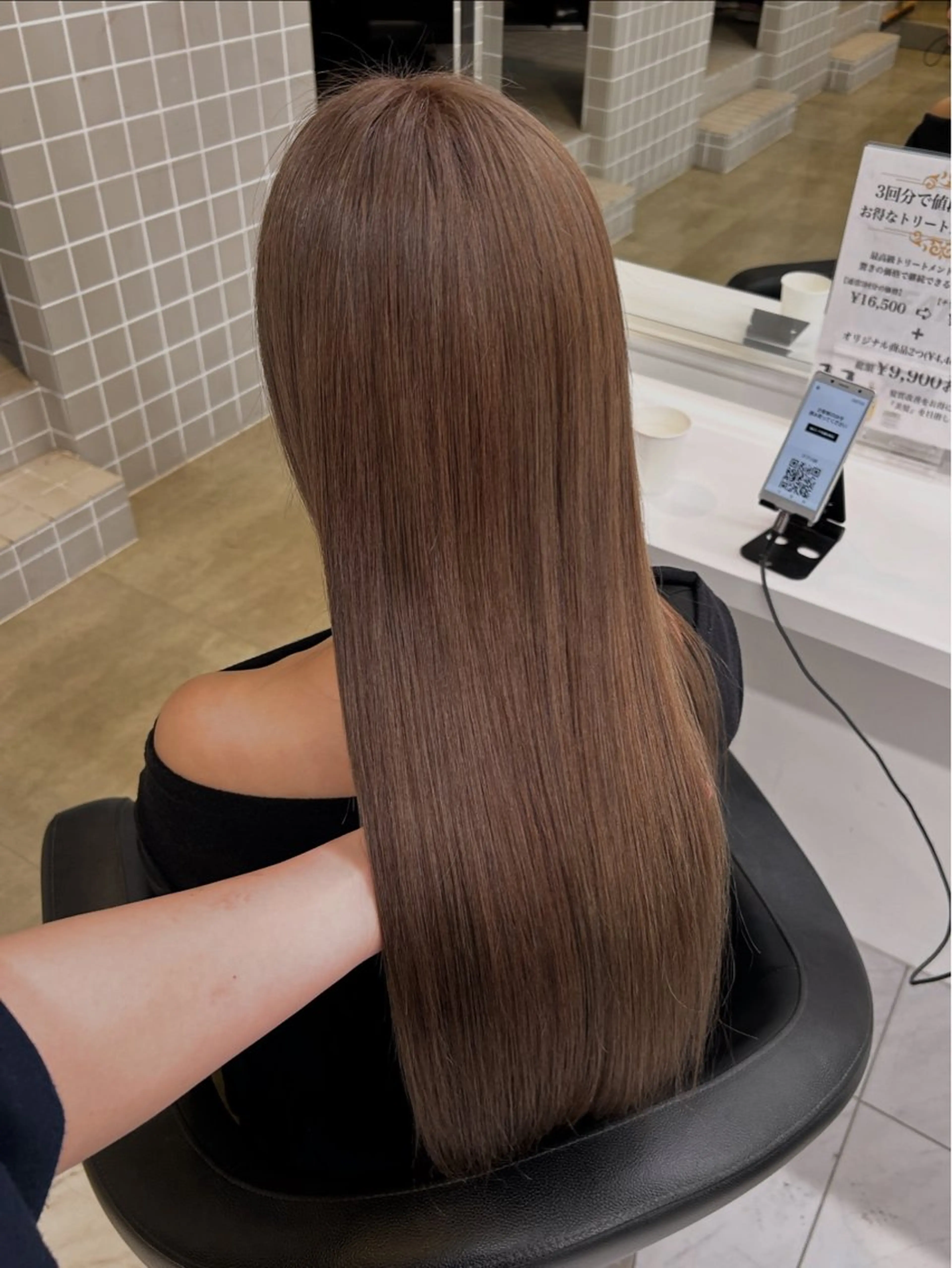 ロング カラー ヘアカラー トリートメント ヘッドスパ ヘアセット 🥯縮毛/レイヤー/ ベージュヘア🥯のヘアスタイル