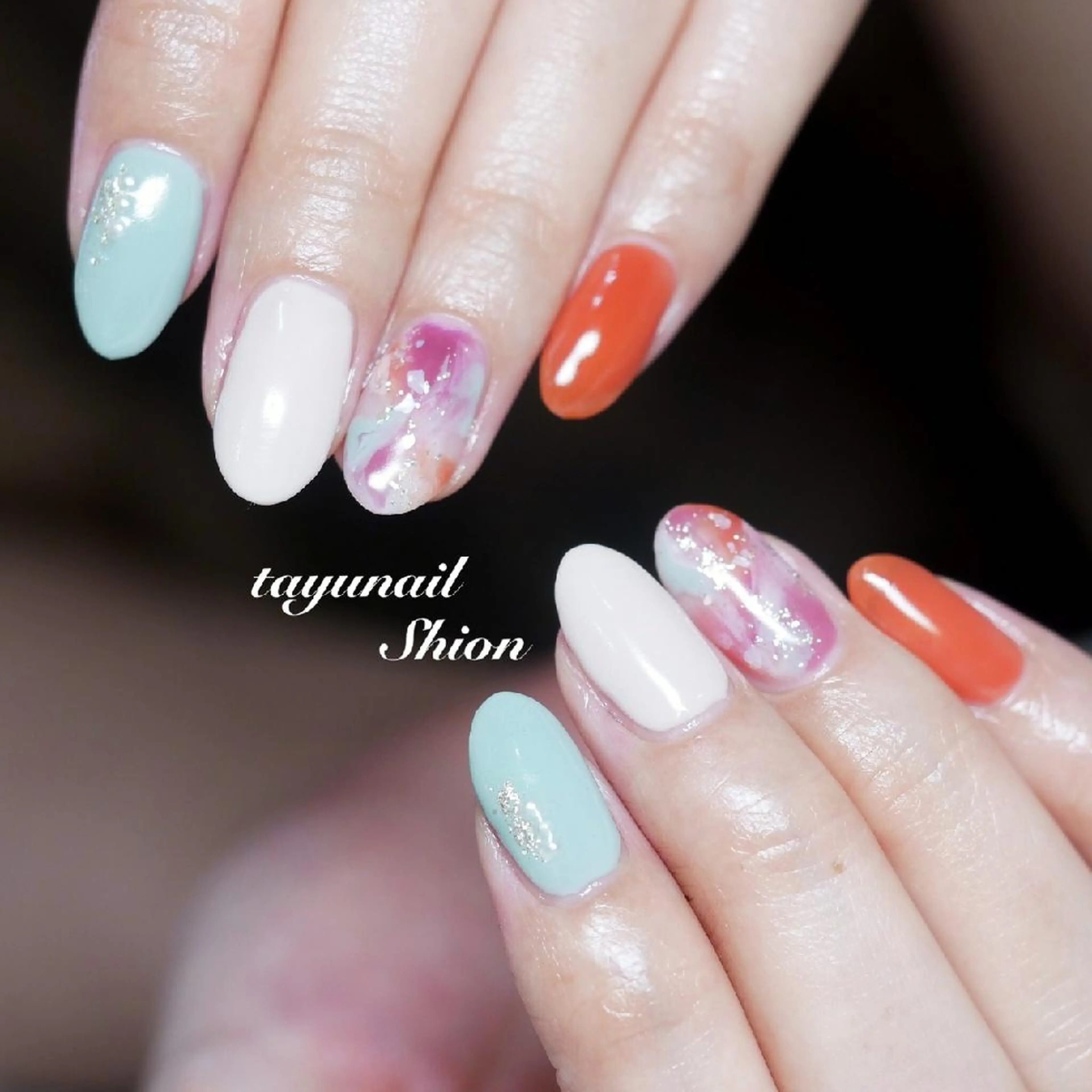 ネイル ブルー ジェルネイル ニュアンスネイル パラジェル 夏ネイル ネイルサロン 【たゆnail】のネイルデザイン