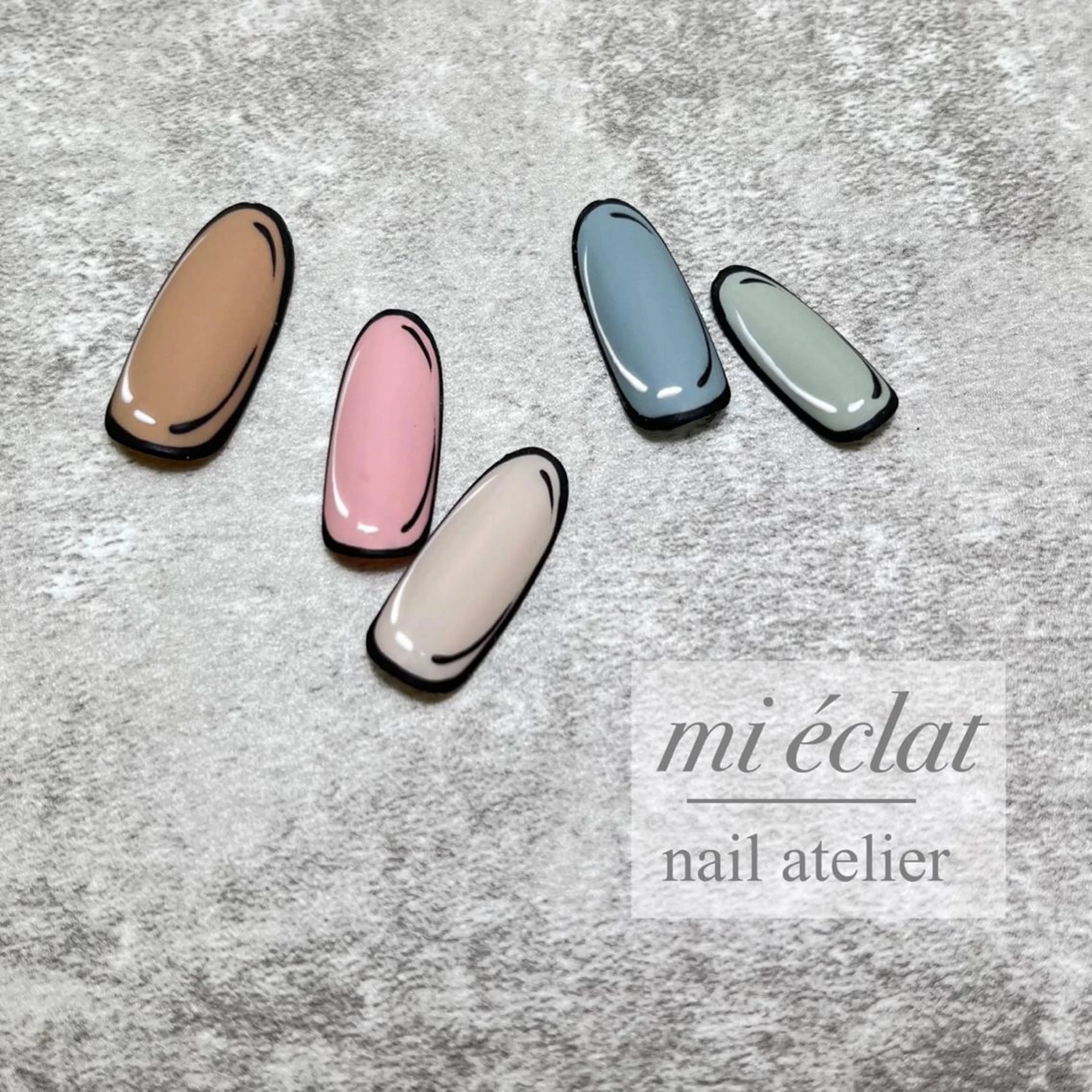 ネイル アートネイル ボルドー ブラウン フレンチネイル ジェルネイル mi éclat ミ エクラのネイルデザイン