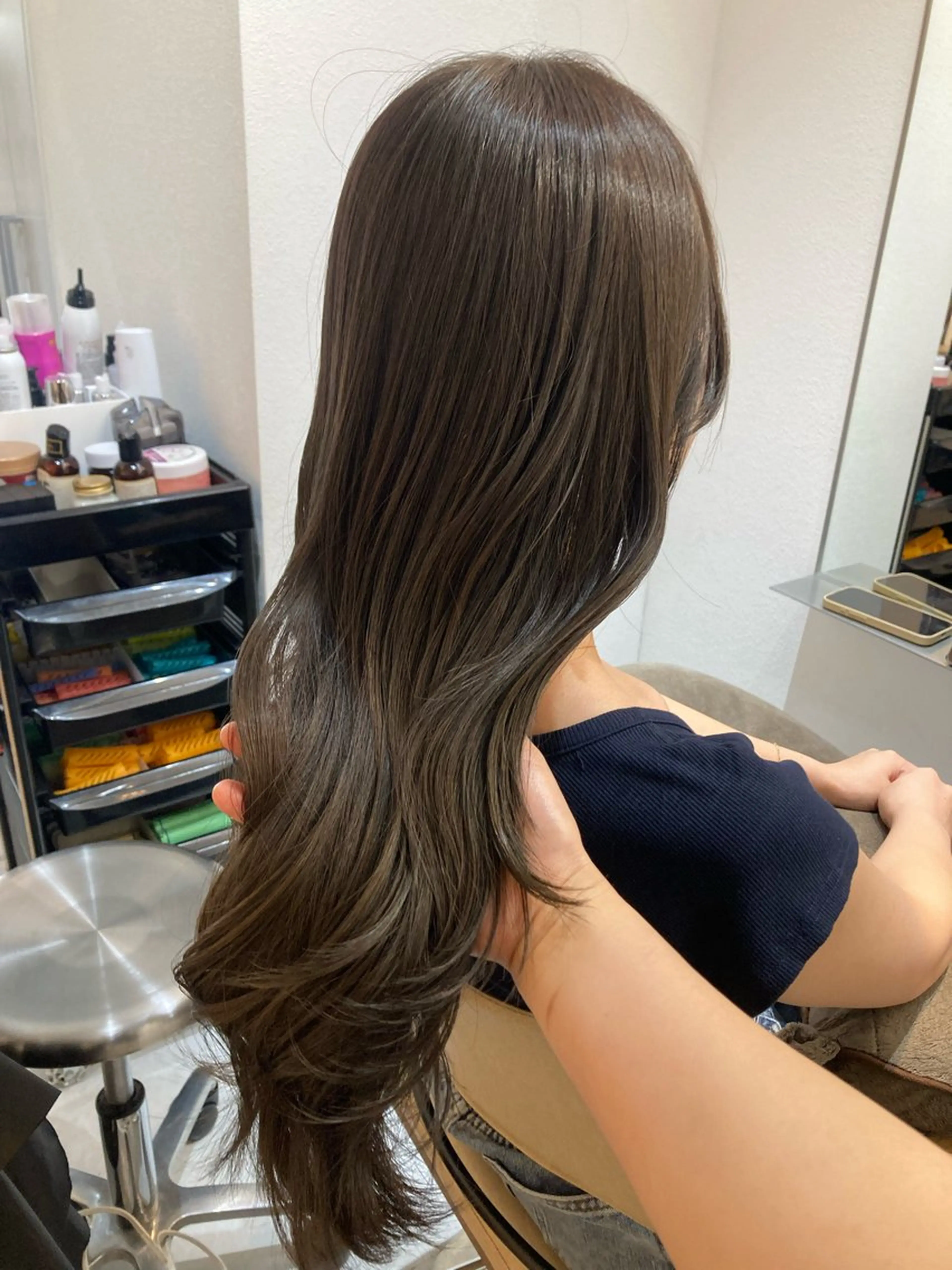 ロング カット ヘアカラー トリートメント ✨色持ちの良い艶 カラー✨蟹江真世のヘアスタイル