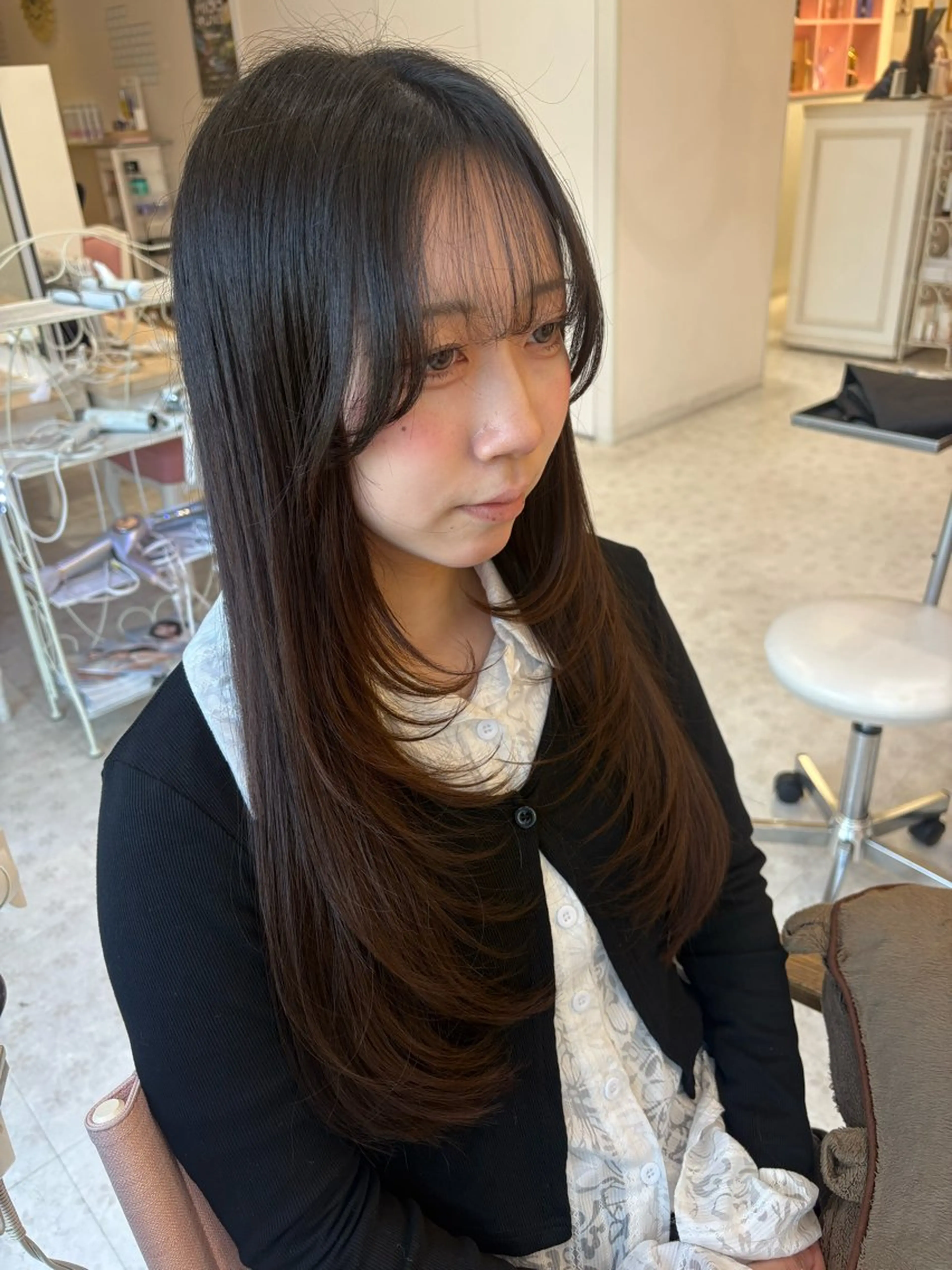 ロング ハイレイヤー レイヤーカット カット 🌸韓国ヘア・ 艶カラー🎀安井🌸のヘアスタイル