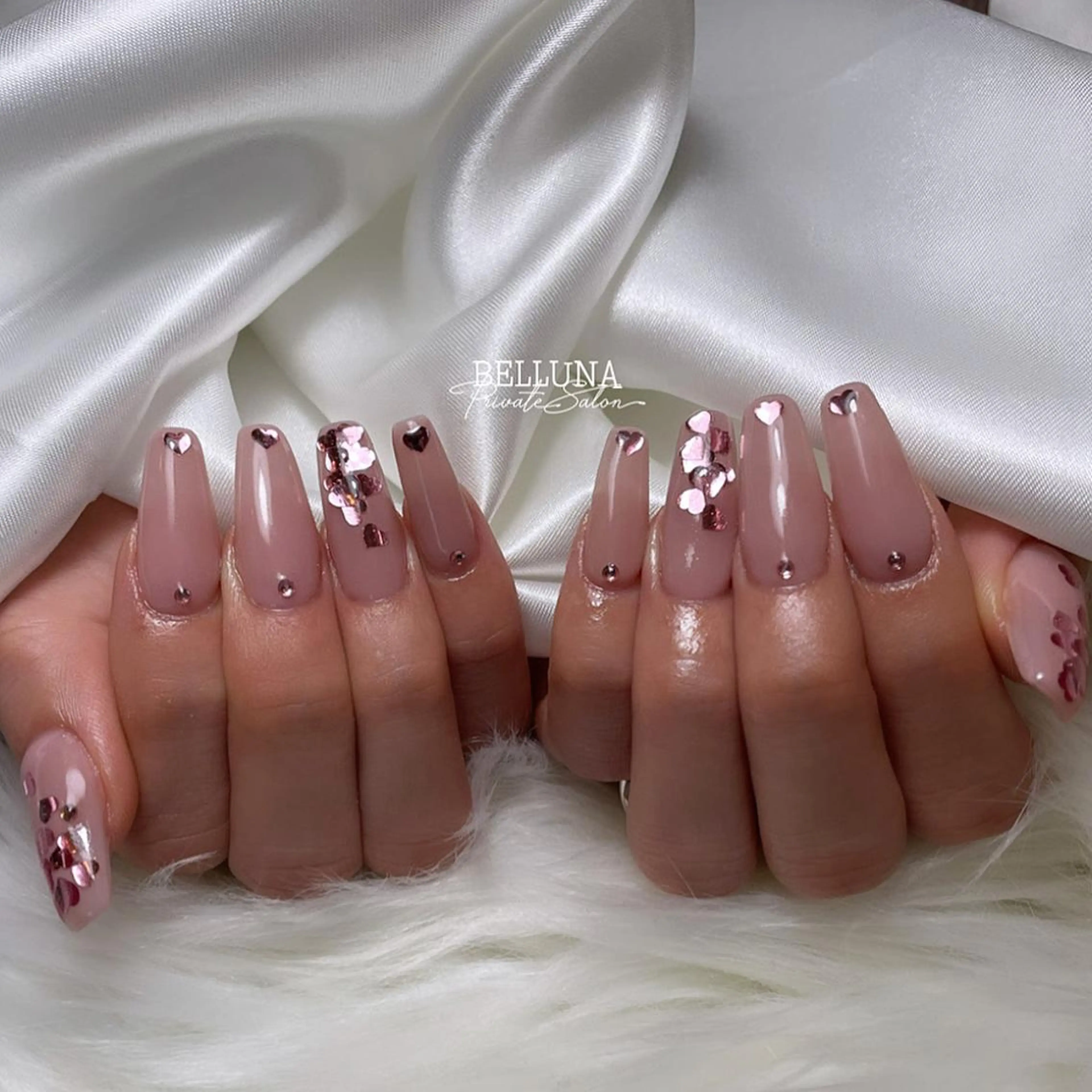 ロング ネイル スカルプネイル BELLUNA Mizuki❤︎のネイルデザイン