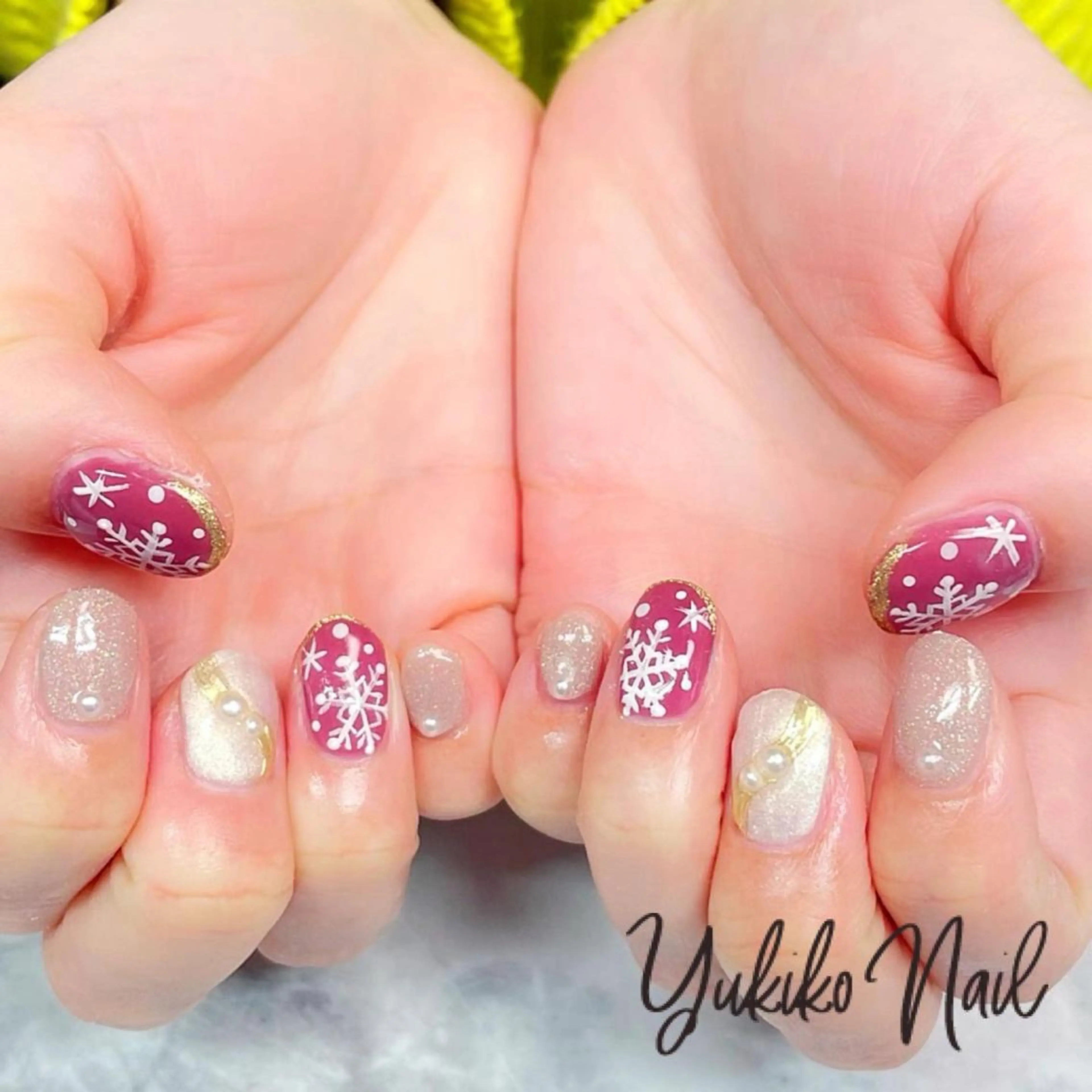 ネイル ミラーネイル 冬ネイル ハンドネイル ユキコ ネイルのネイルデザイン