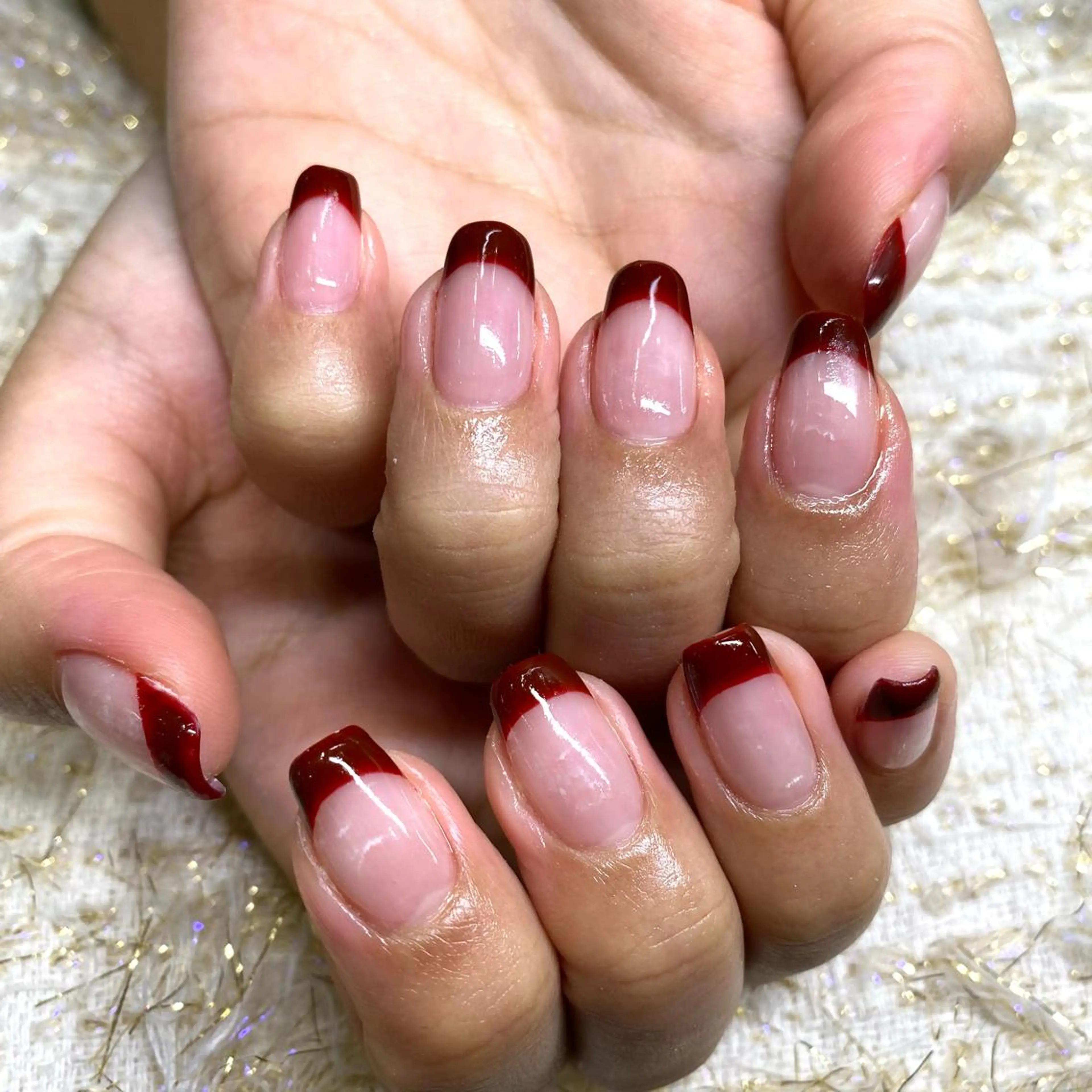 ネイル ボルドー フレンチネイル 松永 稚奈のネイルデザイン