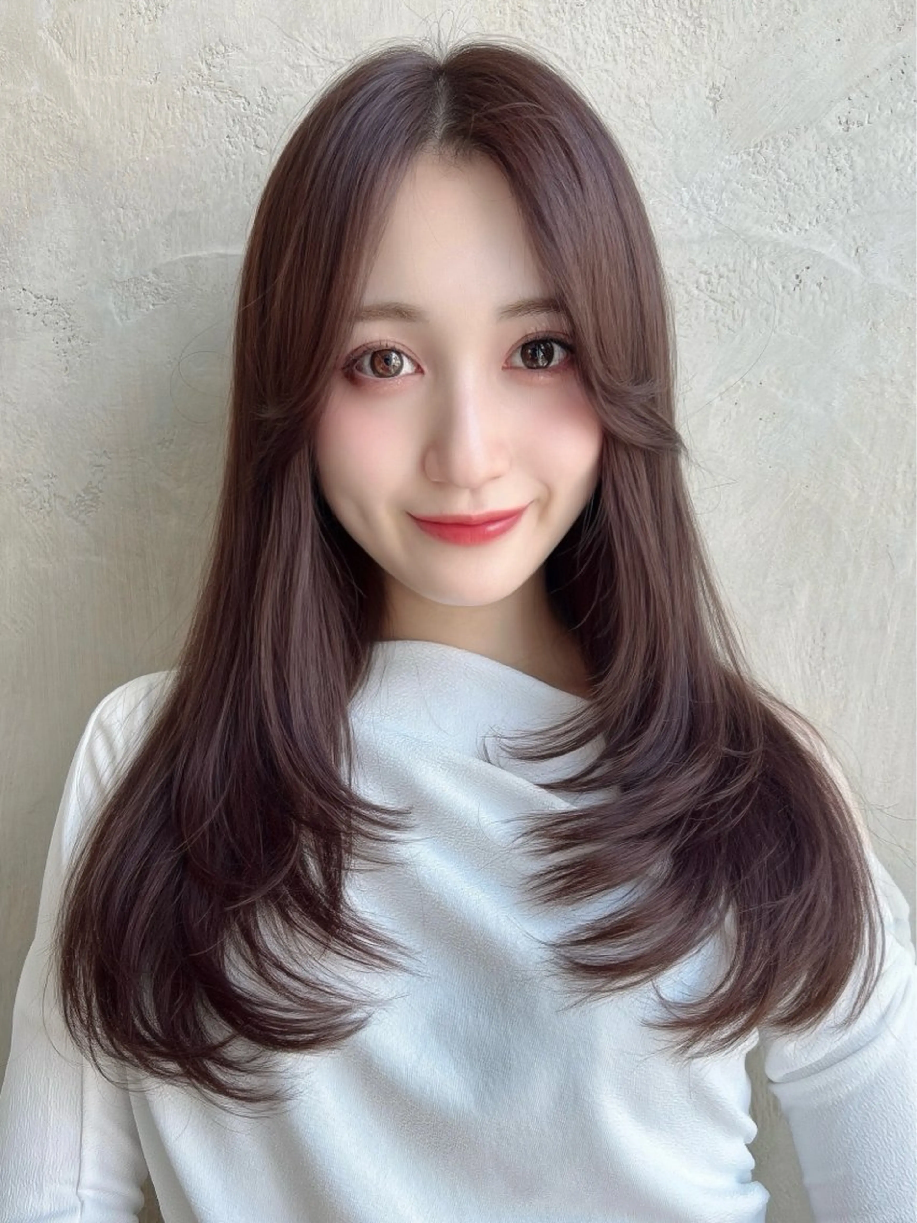 セミロング カラー パーマ カット ヘアカラー トリートメント 新宿✨顔周りカット 韓国ヘア/坂本亜裟海のヘアスタイル