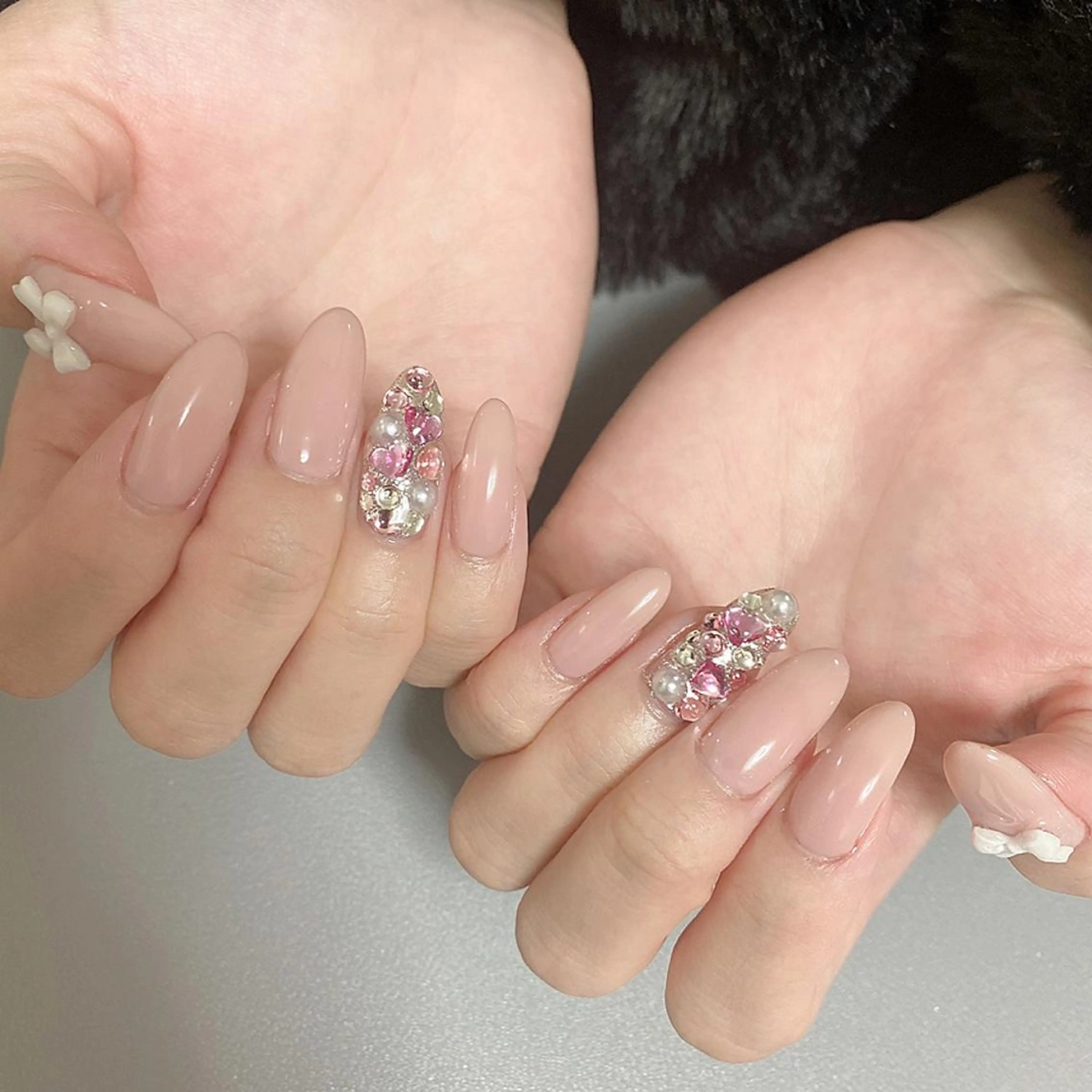 ネイル アートネイル 韓国ネイル リボン ハンドネイル RiLion💗 Risa🦋💜のネイルデザイン