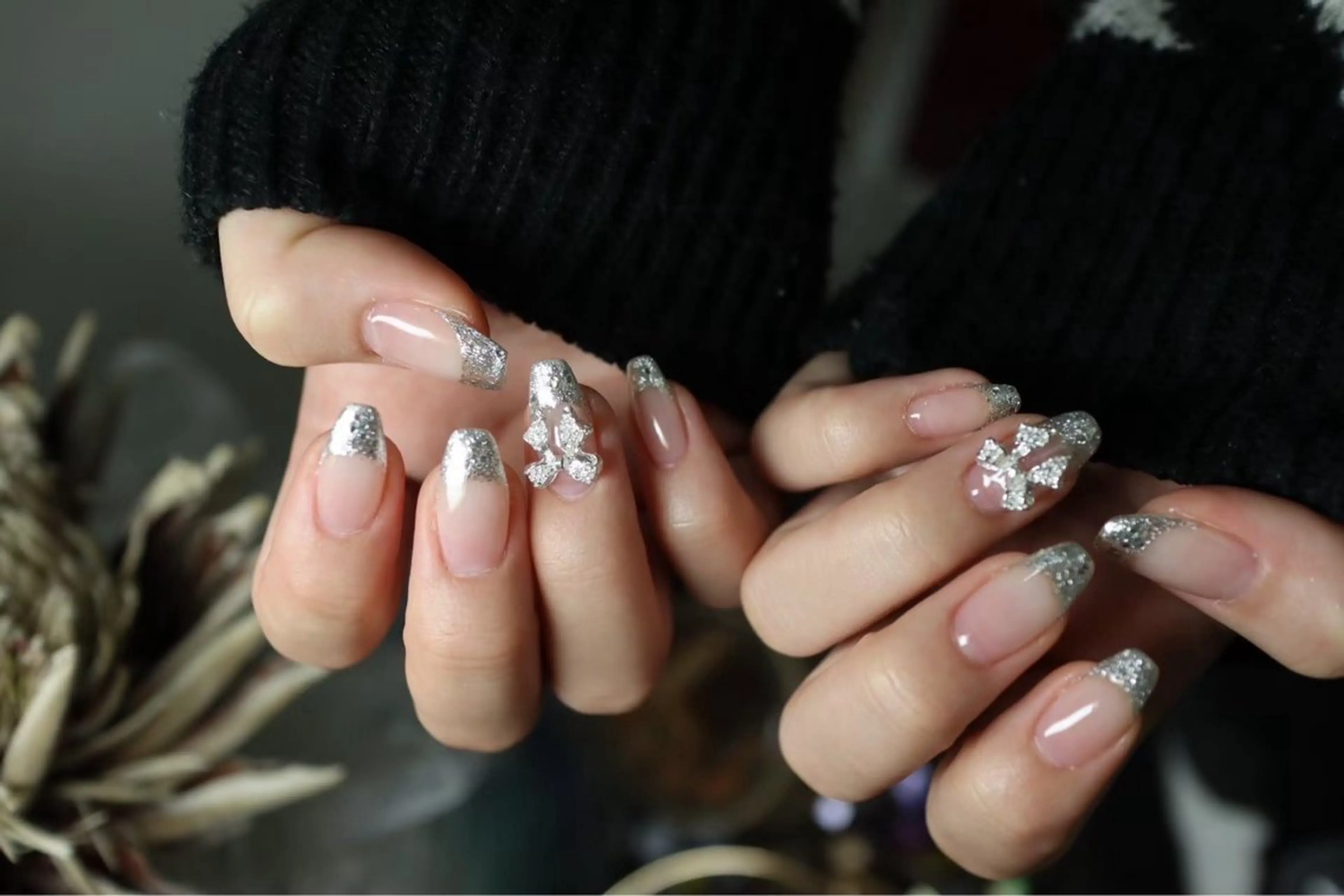 ネイル フレンチネイル ラメ(グリッター) スカルプネイル ネイルチップ 🌷 Ryoko🌷のネイルデザイン