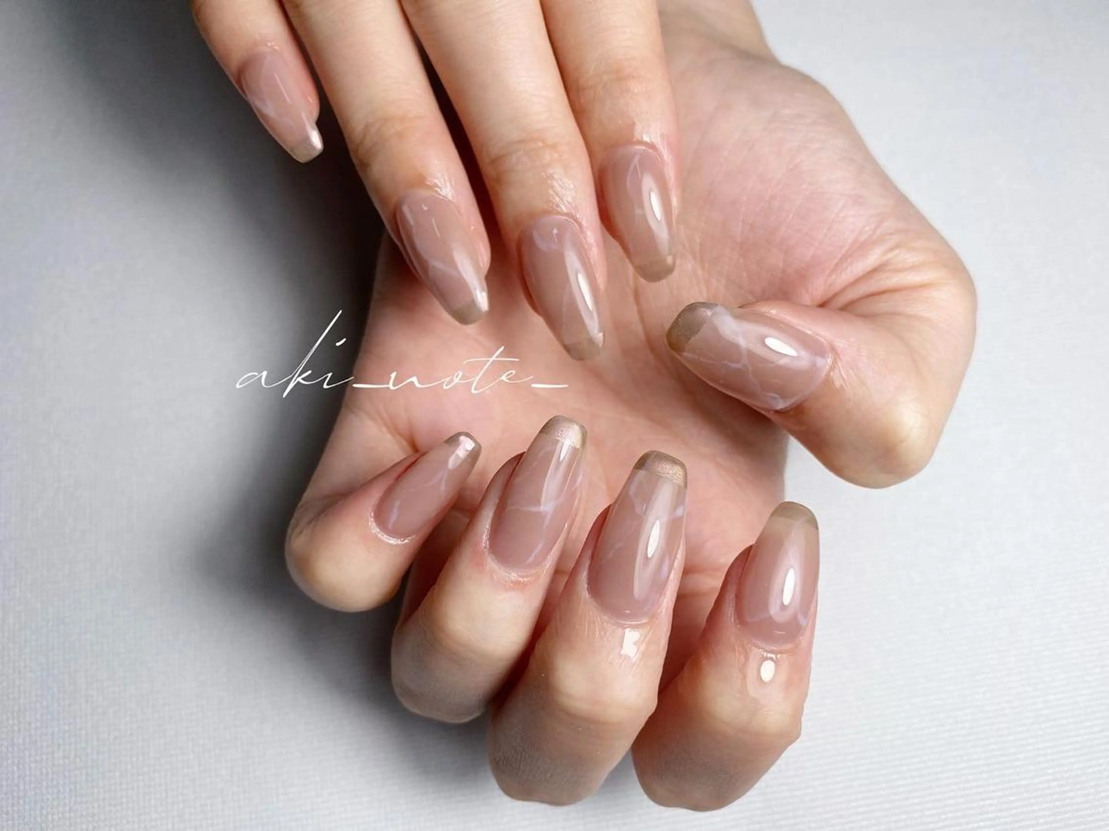 ネイル フレンチネイル 大理石ネイル(マーブル) ミラーネイル ハンドネイル フットネイル GRANDE大須 栄/店長 aki🌙のネイルデザイン