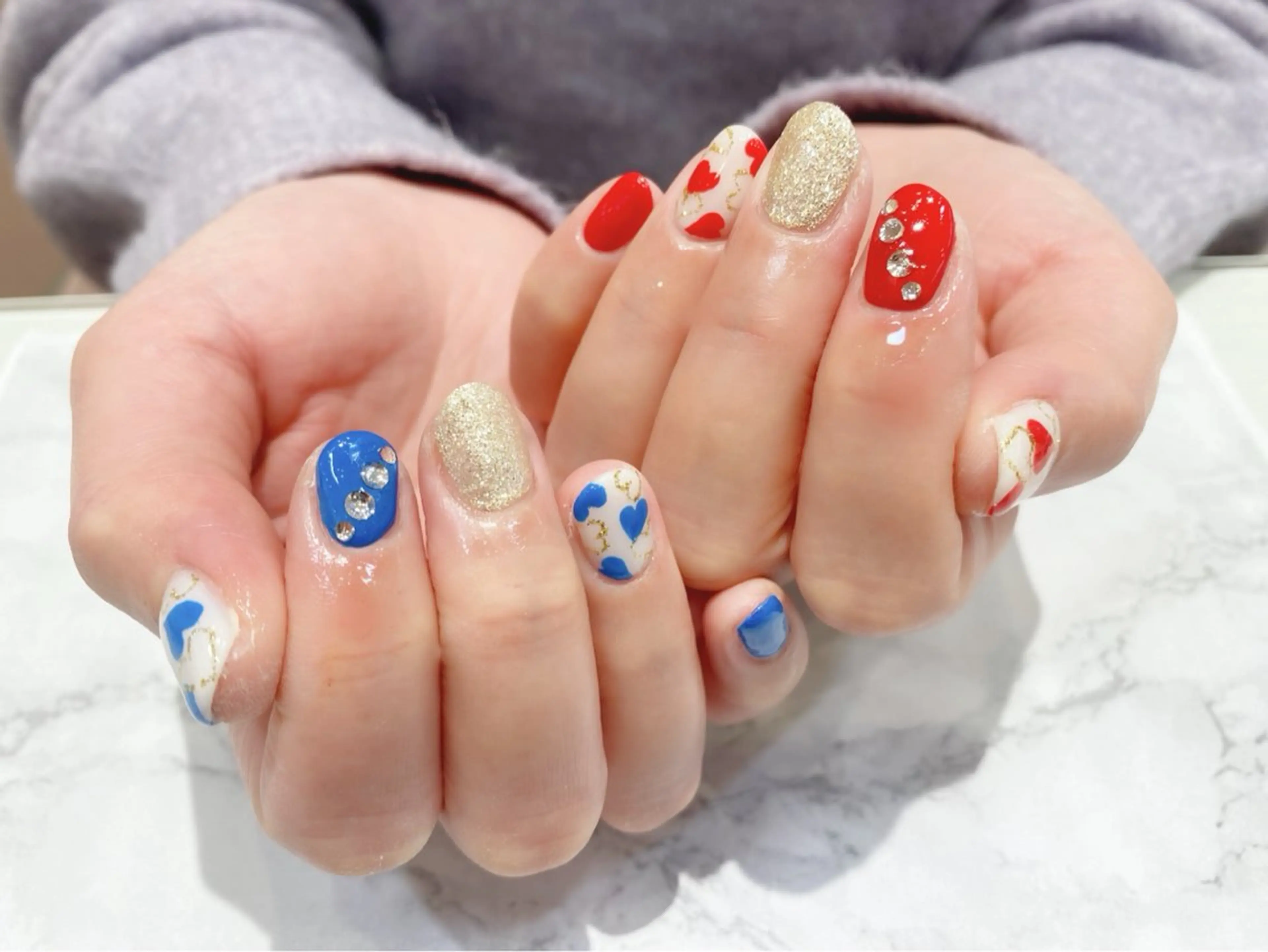 ネイル ハート バレンタイン ハンドネイル ネイルサロン nail_upのネイルデザイン