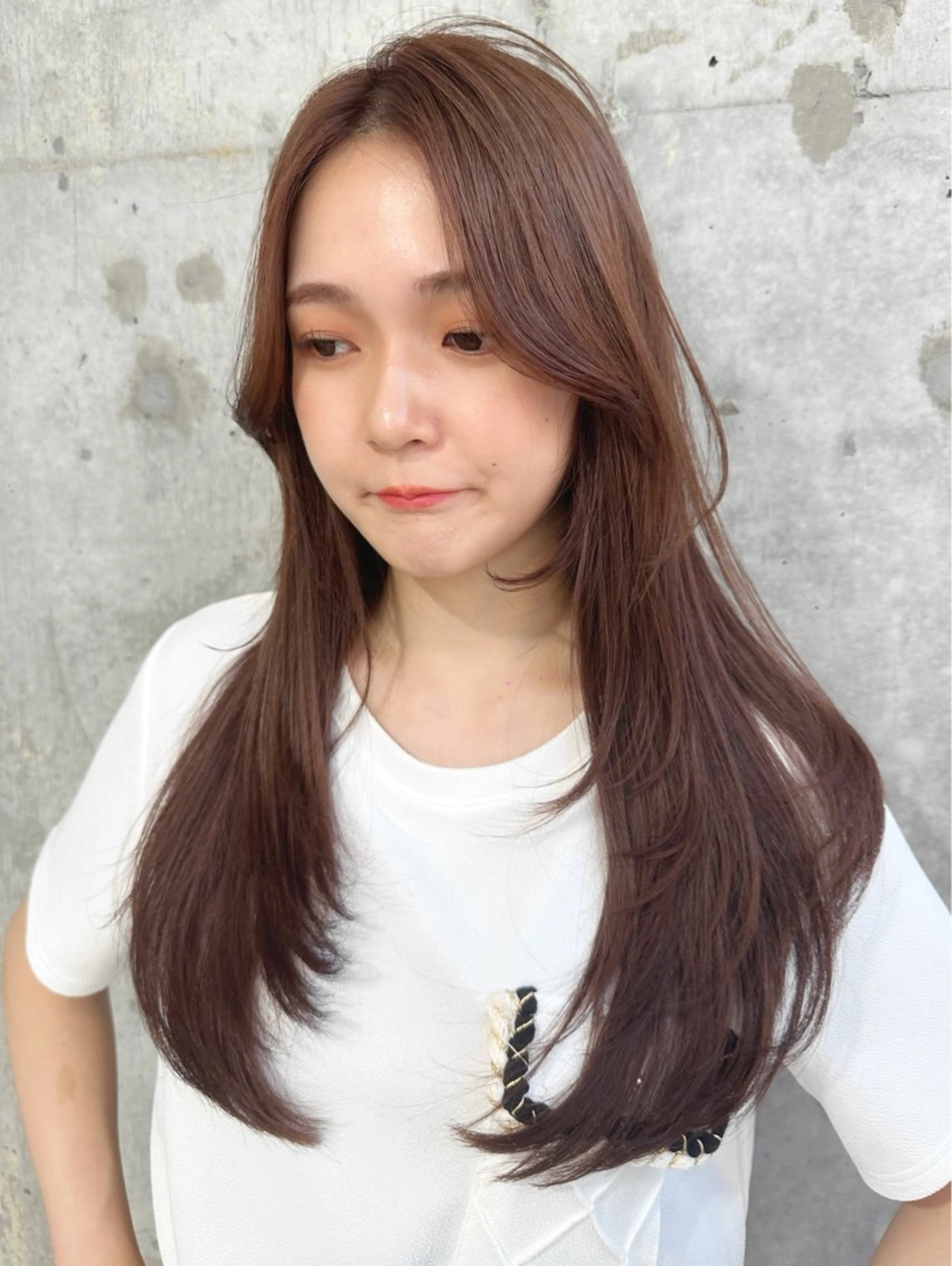 セミロング カラー カット ヘアカラー トリートメント ヘアセット 新宿/韓国レイヤー 髪質改善カラー/角所のヘアスタイル