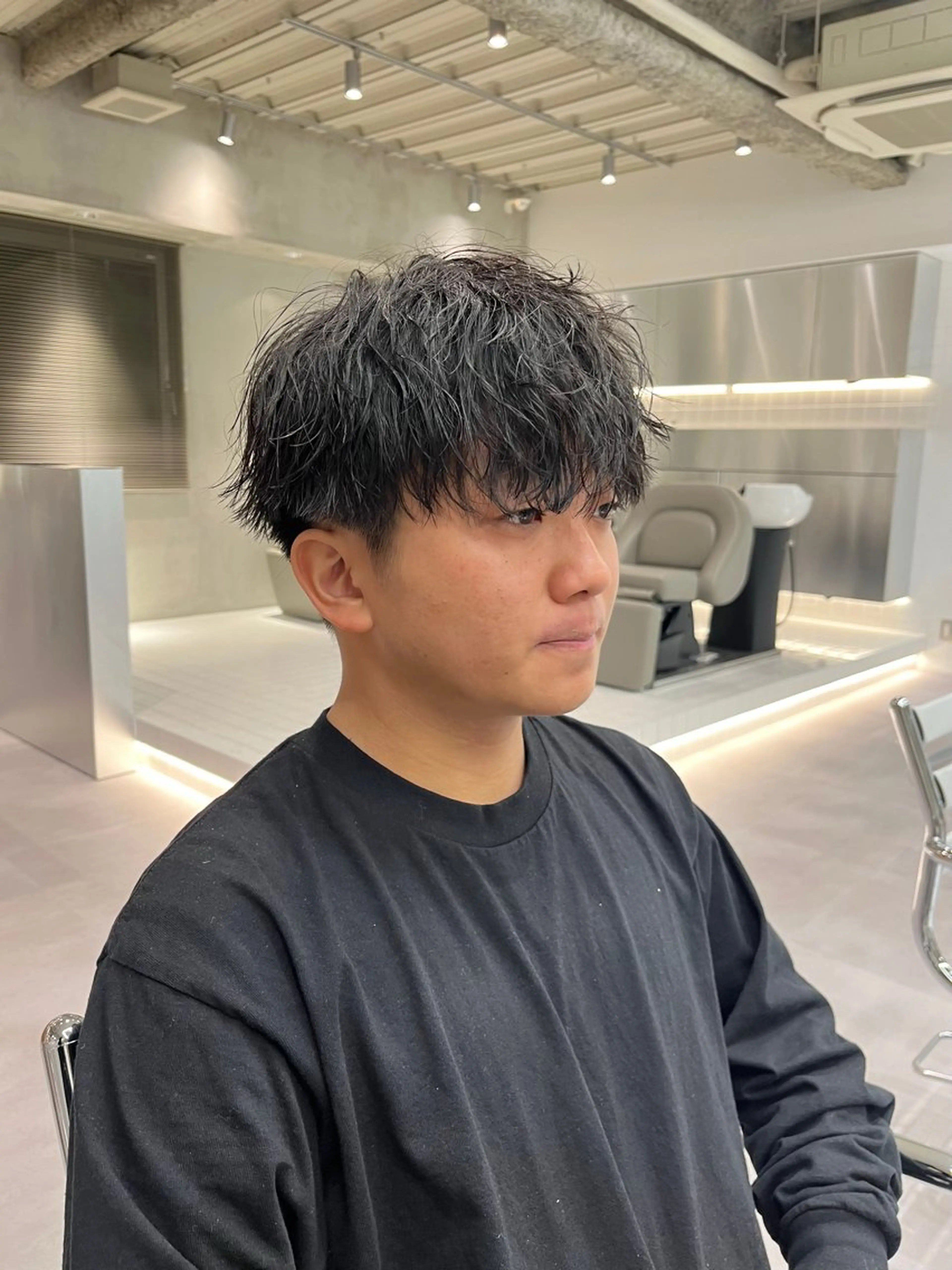 ショート パーマ メンズ ⚡メンズパーマフ ェードカットTomyのヘアスタイル