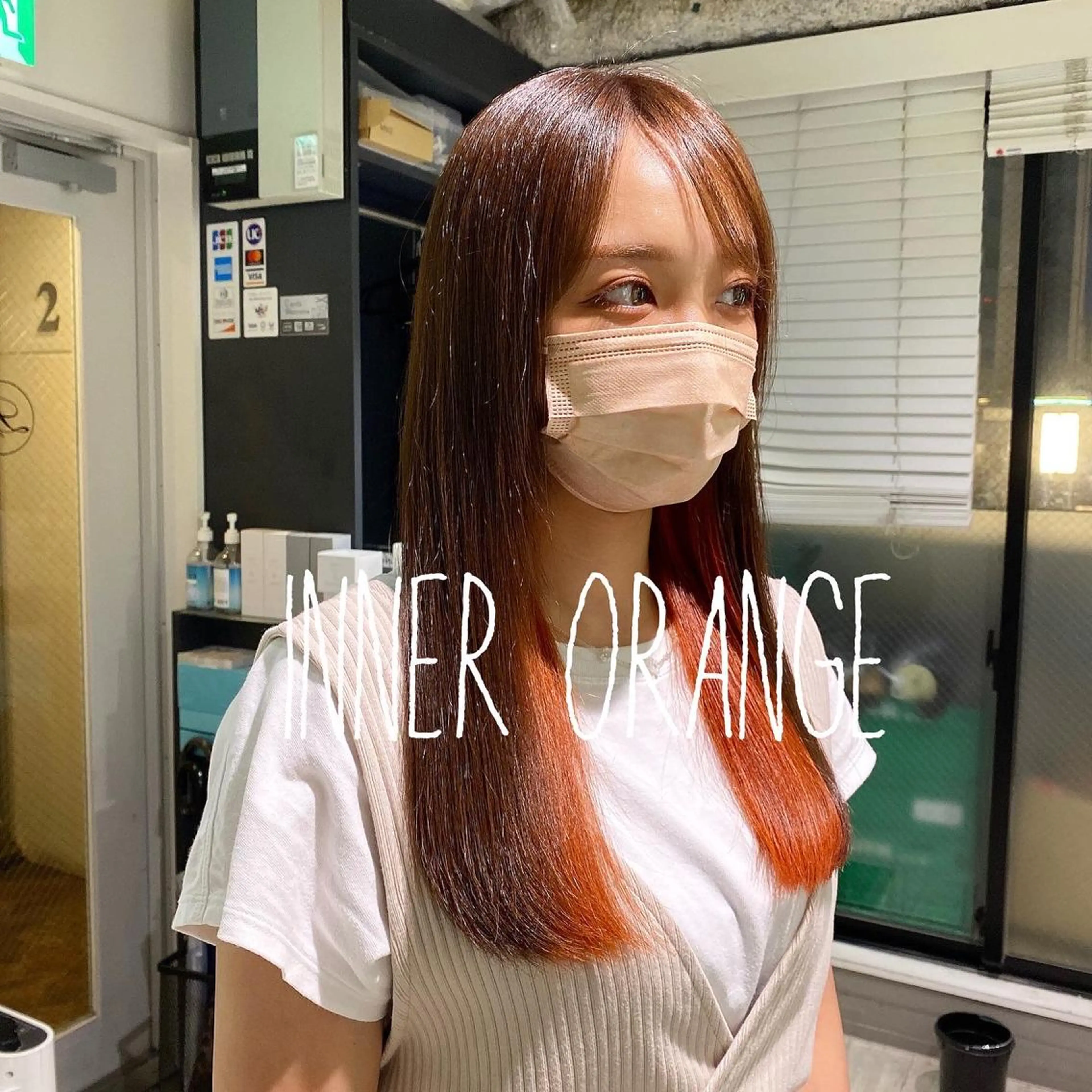 セミロング カラー ブリーチ オレンジ L'wis所属・L'wis　比佐野 大地のヘアスタイル