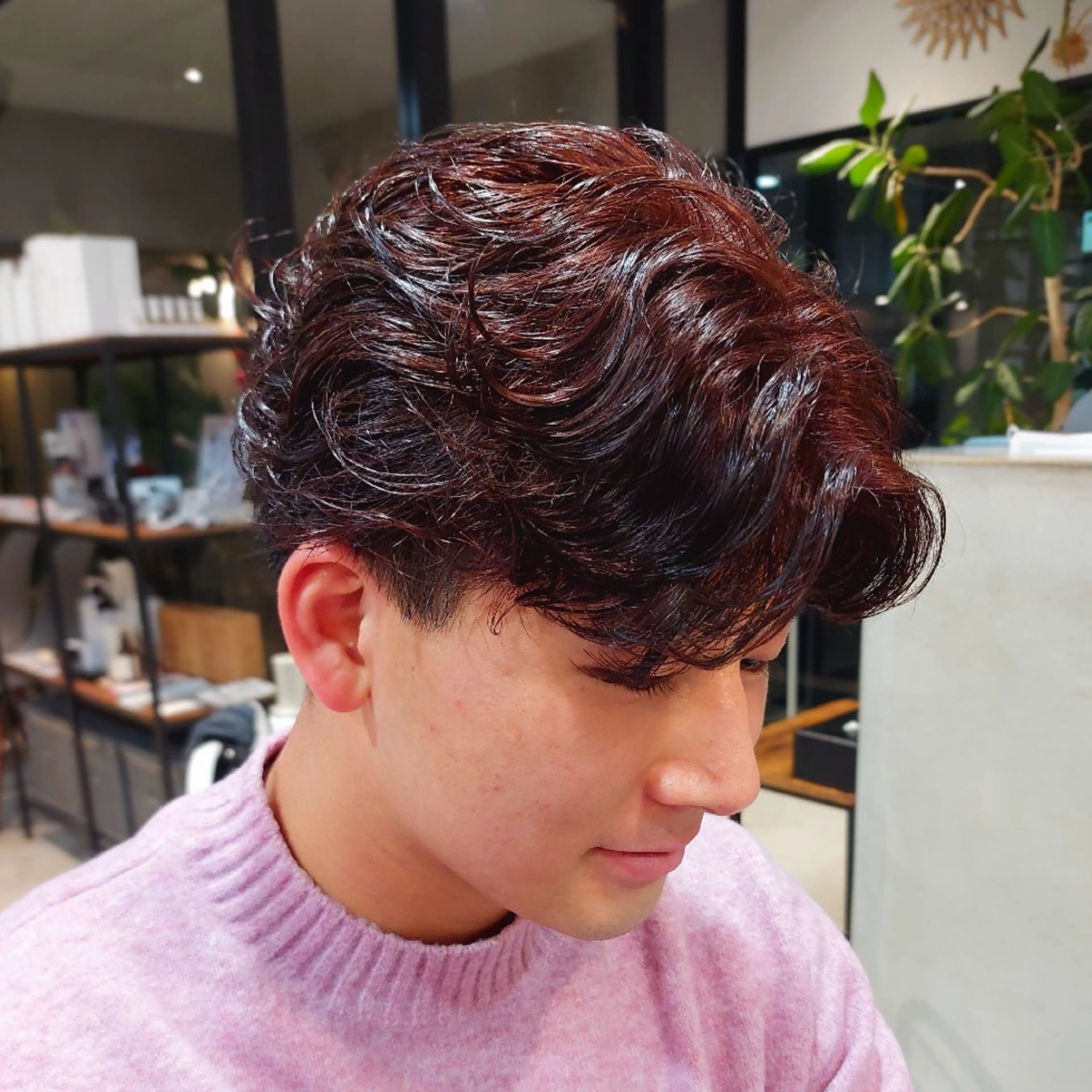 メンズ カラー ブラウンカラー ピンクカラー 石井 一真のヘアスタイル