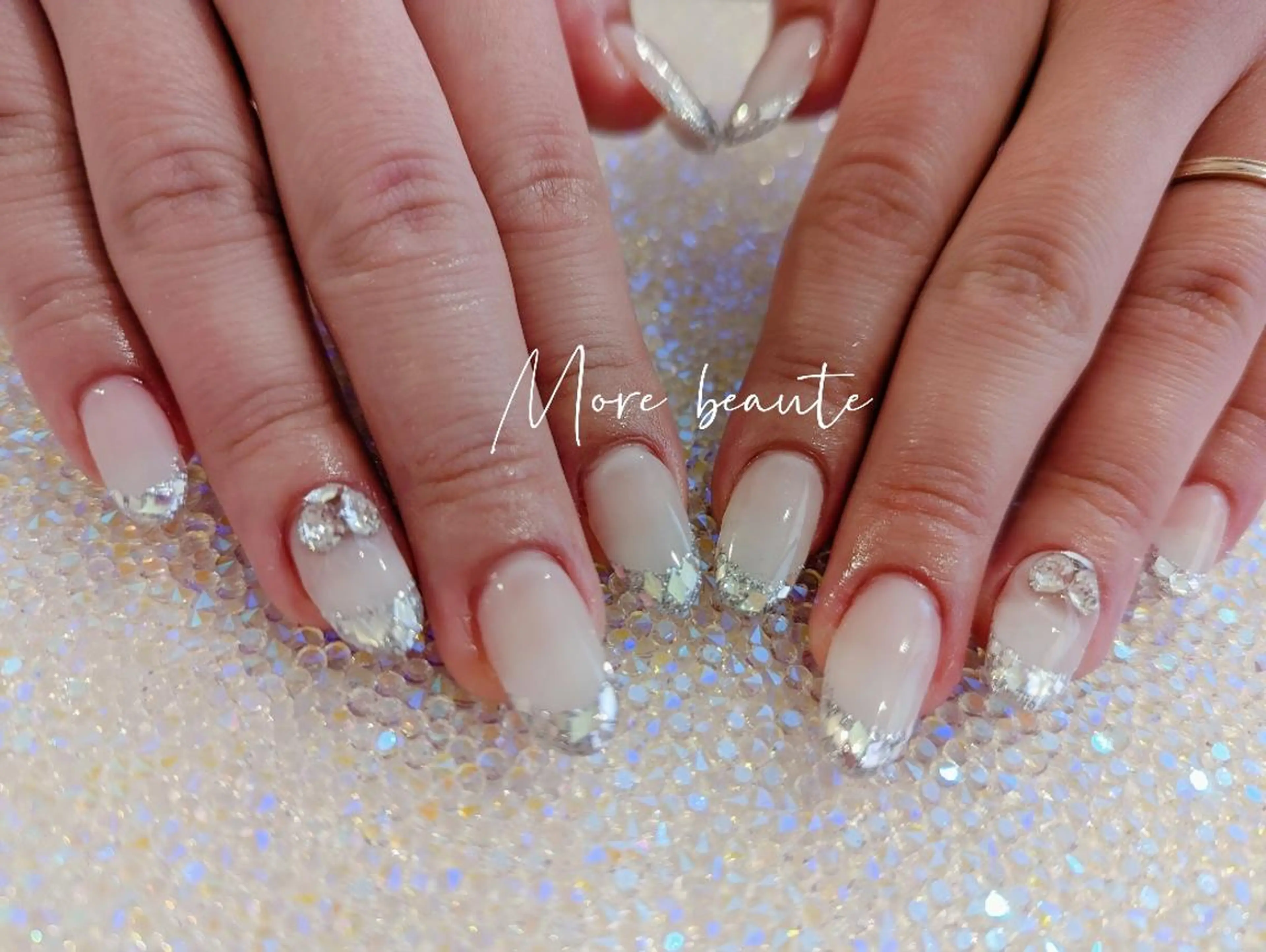 ネイル アートネイル フレンチネイル ジェルネイル キラキラネイル 韓国ネイル ハンドネイル I LOVE ME NAIL.｡.:*♡のネイルデザイン