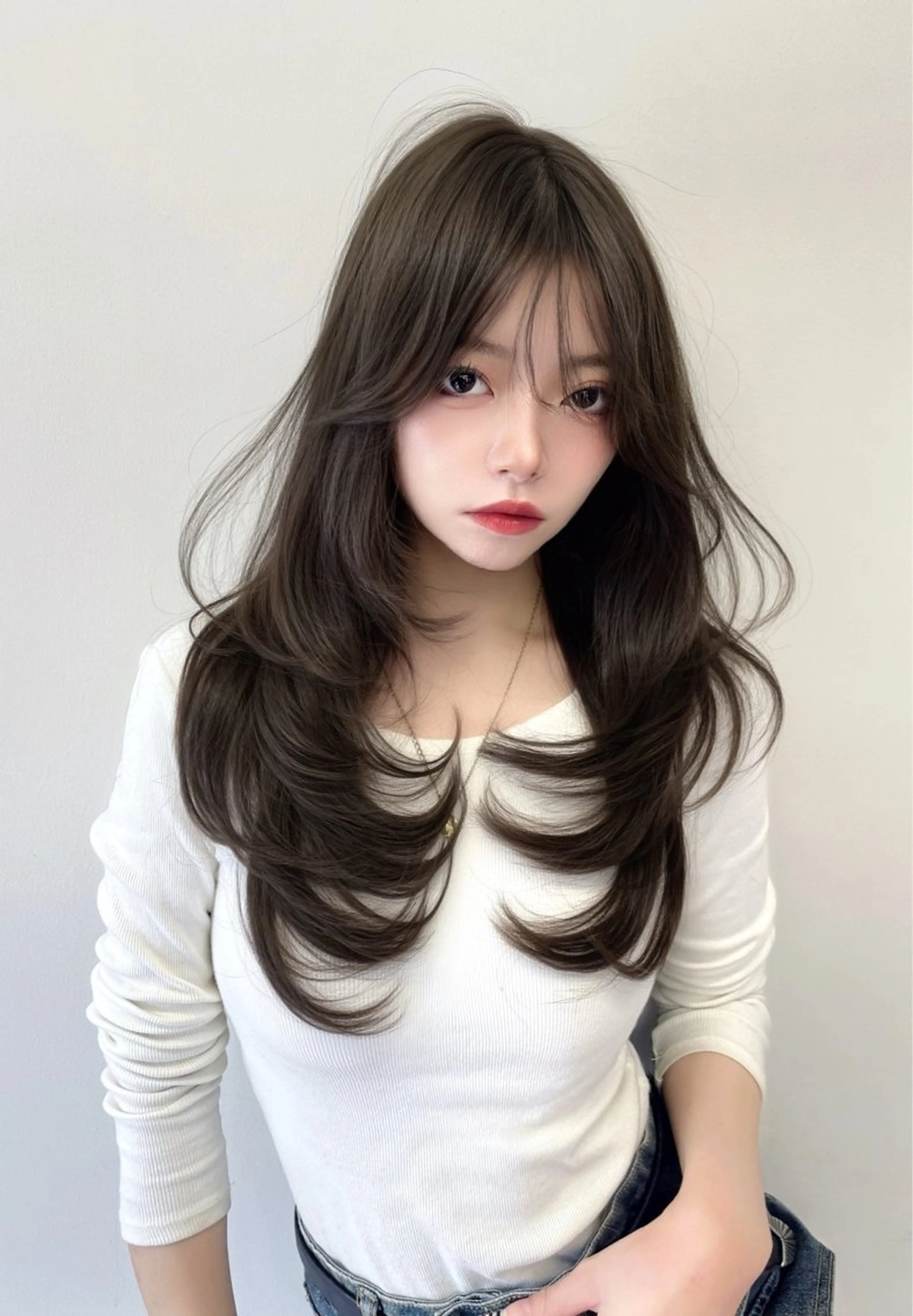 ロング カラー カット ヘアカラー トリートメント レイヤー/髪質改善 /透け感カラー/艶髪のヘアスタイル