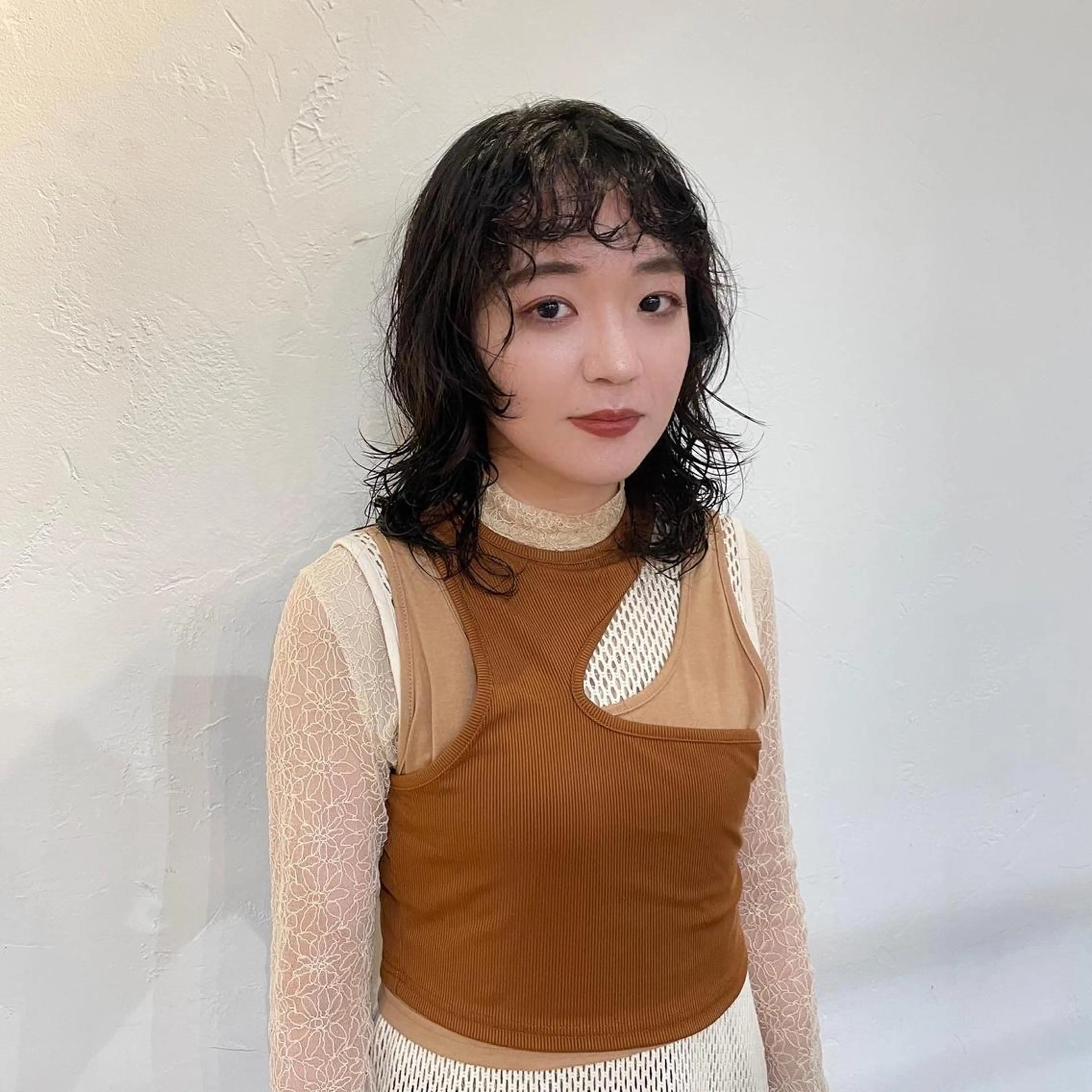 ミディアム パーマ ミディアムパーマ ウルフカット sherry/R所属・sherry/R 三川町　川口真里奈のヘアスタイル