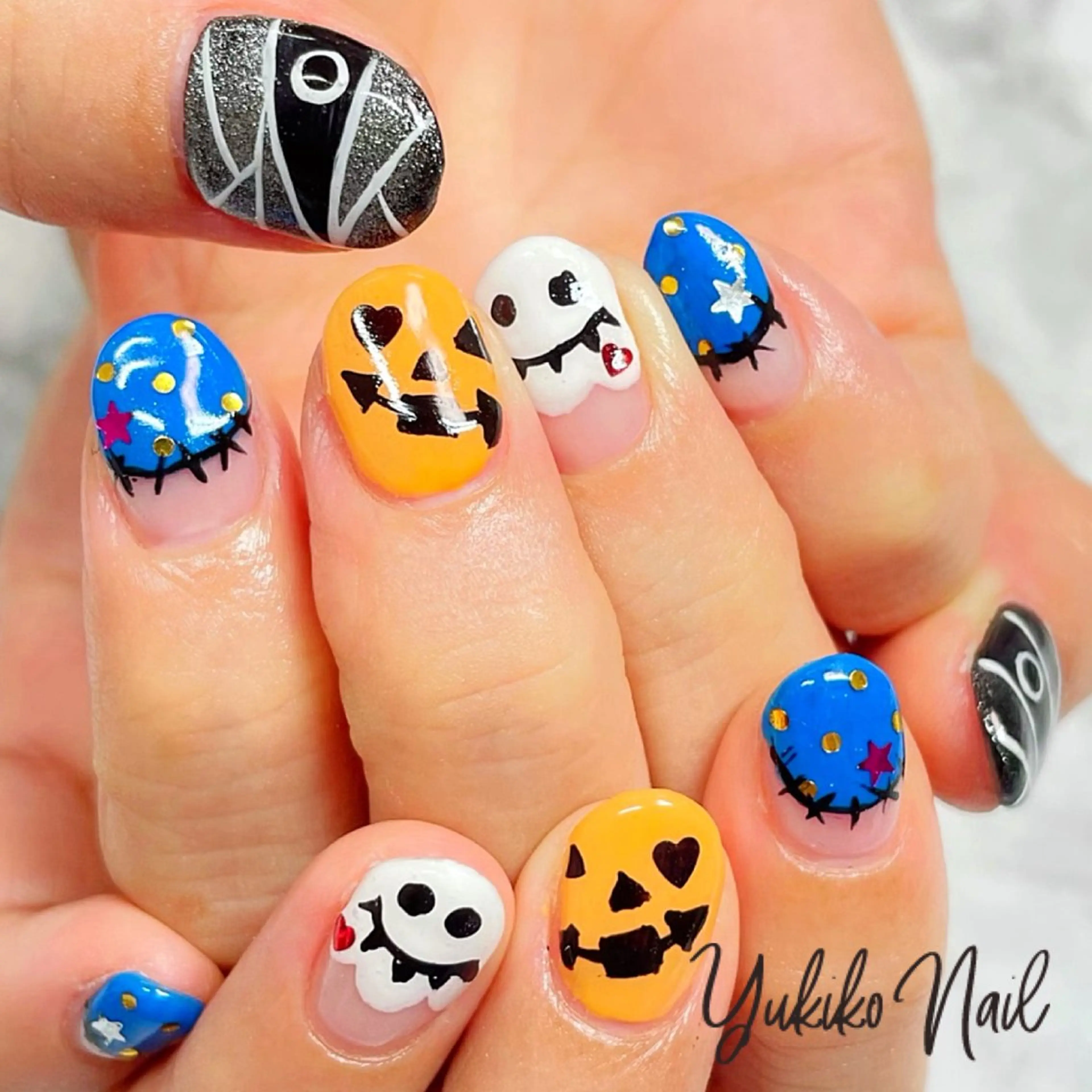 ネイル ブルー ハロウィン ユキコ ネイルのネイルデザイン
